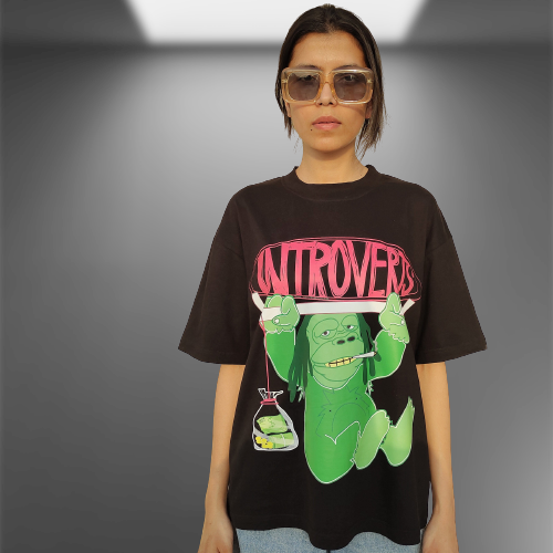 Introverts Oversized Black T-shirt
