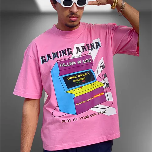 Gaming Arena Oversized Pink T-shirt