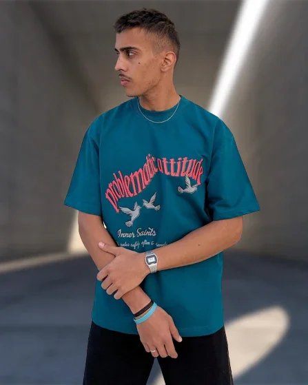 Problematic Attitude Teal Green Oversized Tshirt