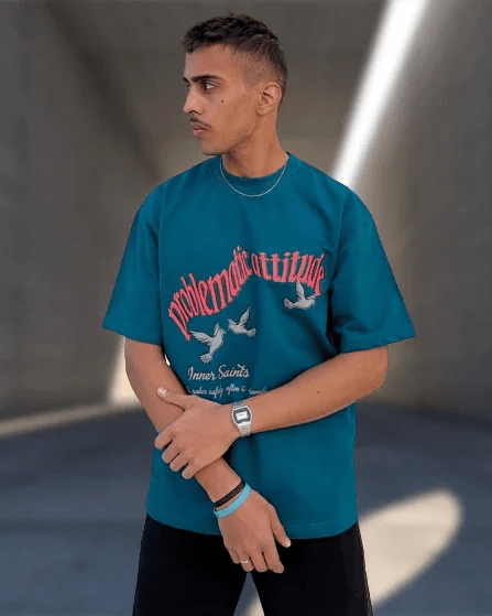 Problematic Attitude Teal Green Oversized Tshirt