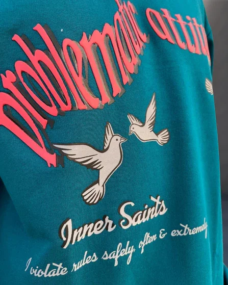 Problematic Attitude Teal Green Oversized Tshirt