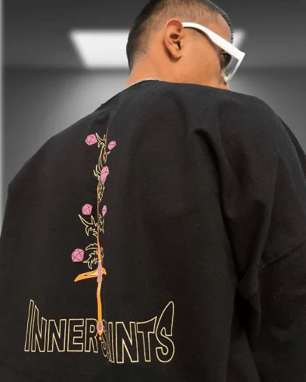 There Is No Panic In Heaven Oversized Black Sweatshirt