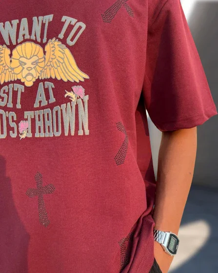 God's Thrown Maroon Oversized Tshirt