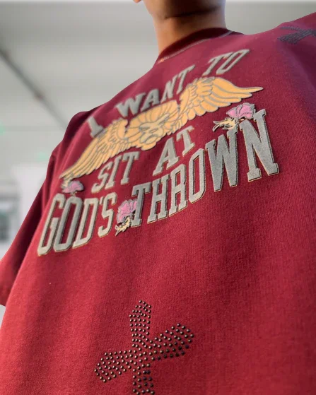 God's Thrown Maroon Oversized Tshirt