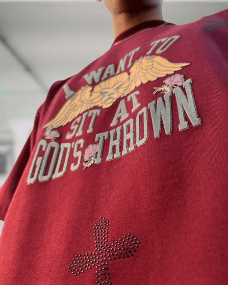 God's Thrown Maroon Oversized Tshirt