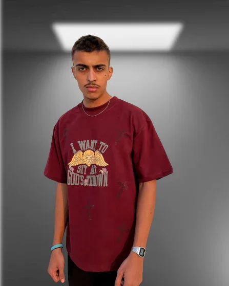 God's Thrown Maroon Oversized Tshirt