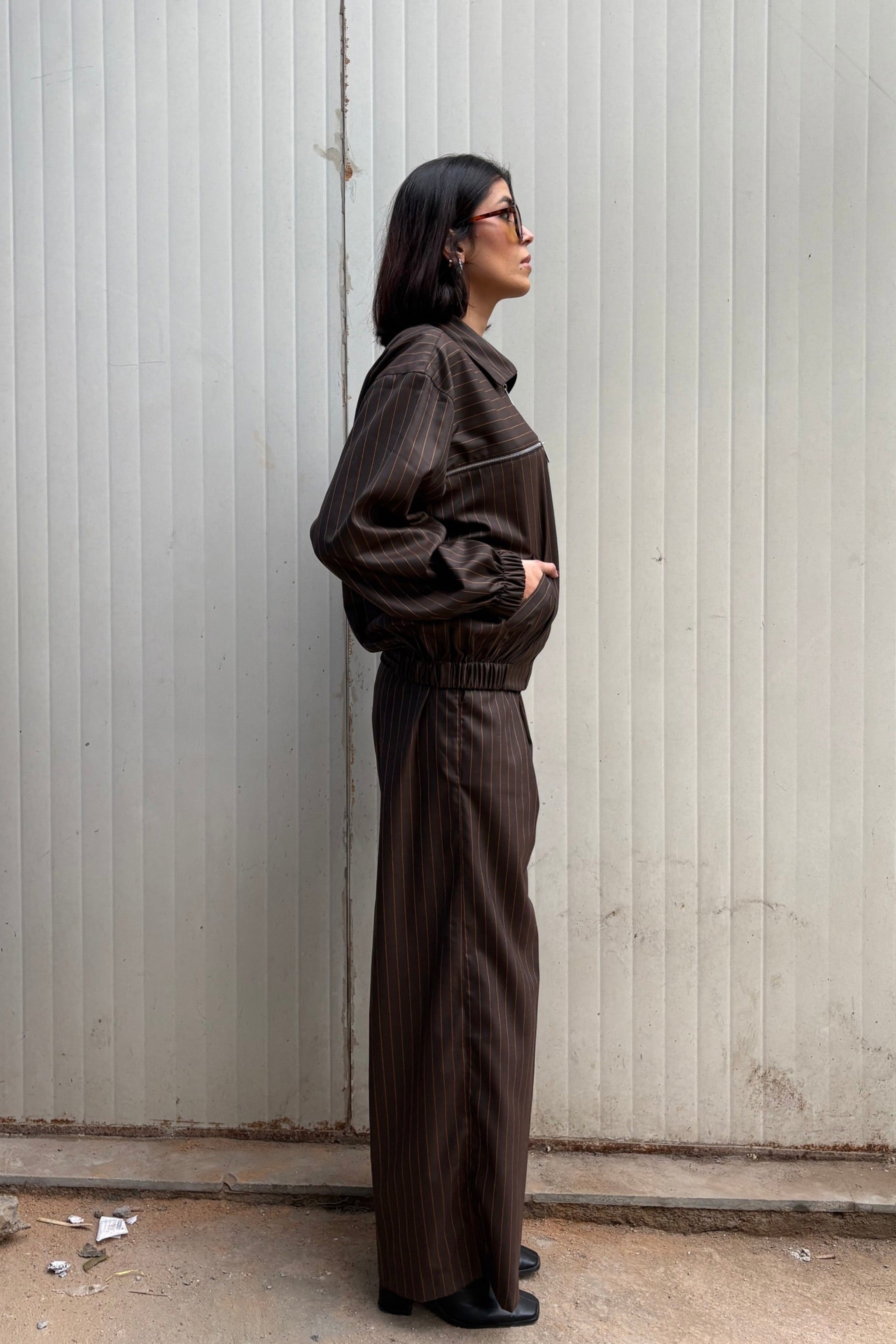 Tokyo Brown Pinstripe Set