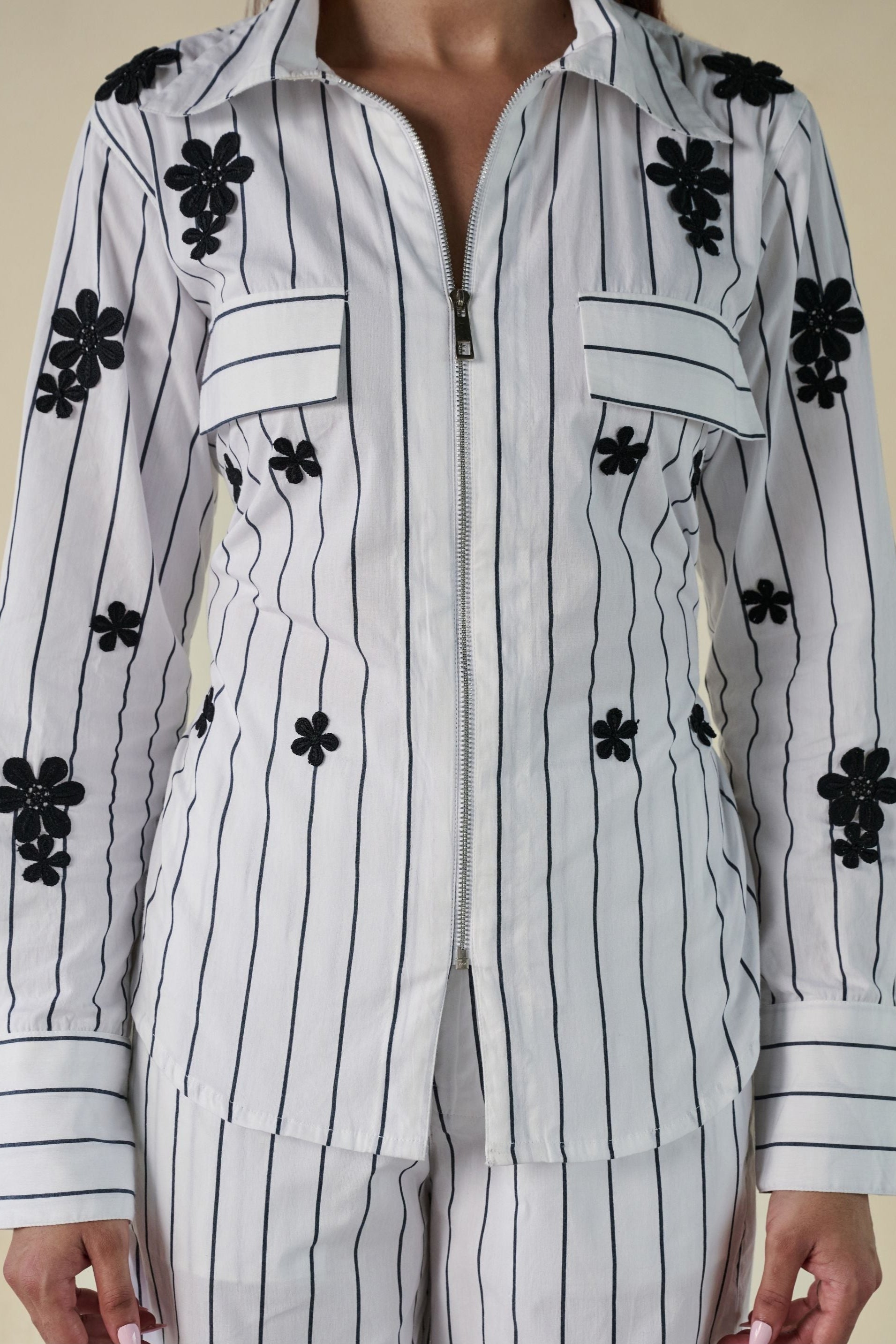 Black Stripe Floral Set