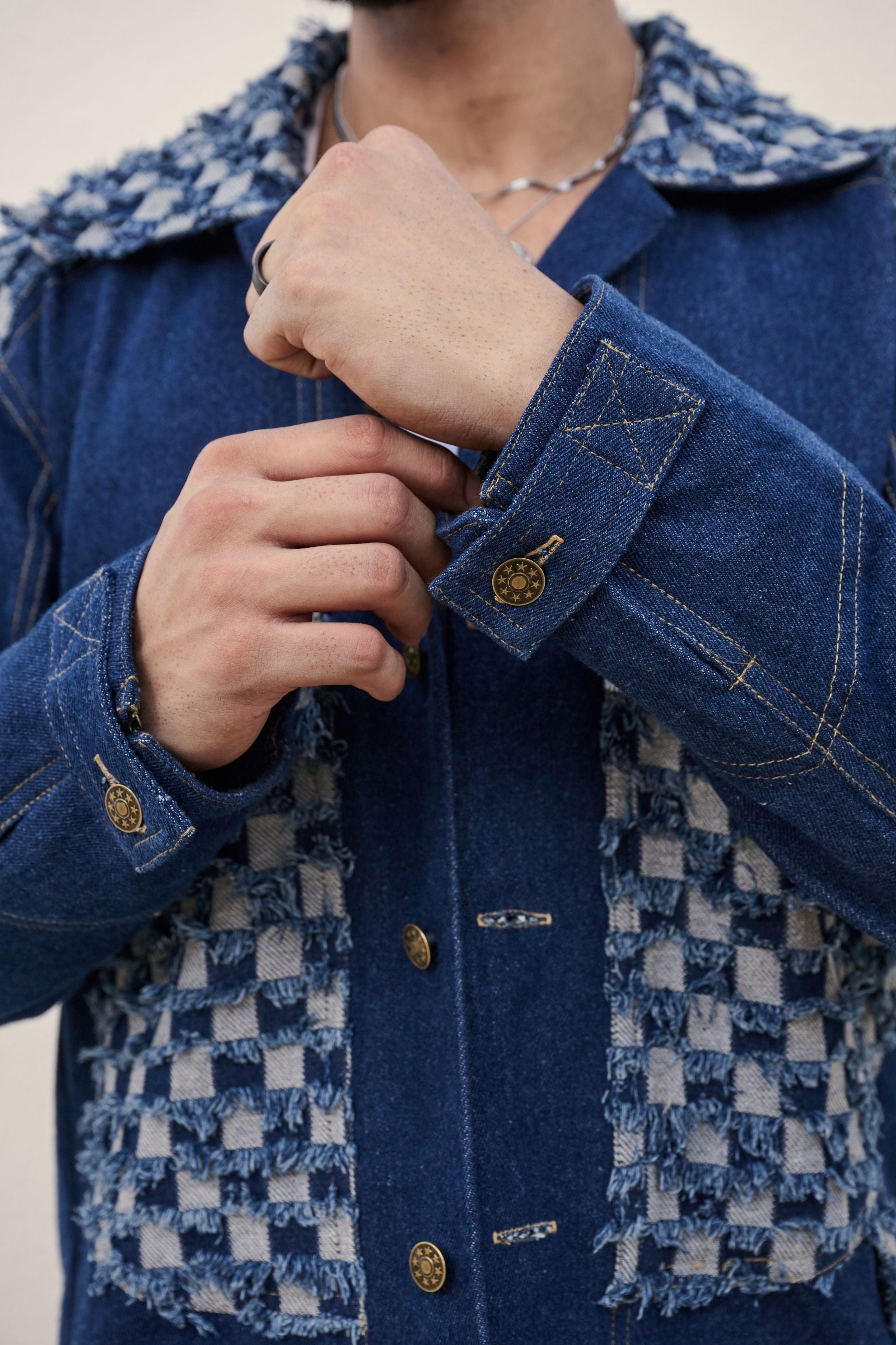 Checkerboard Blue Denim Set