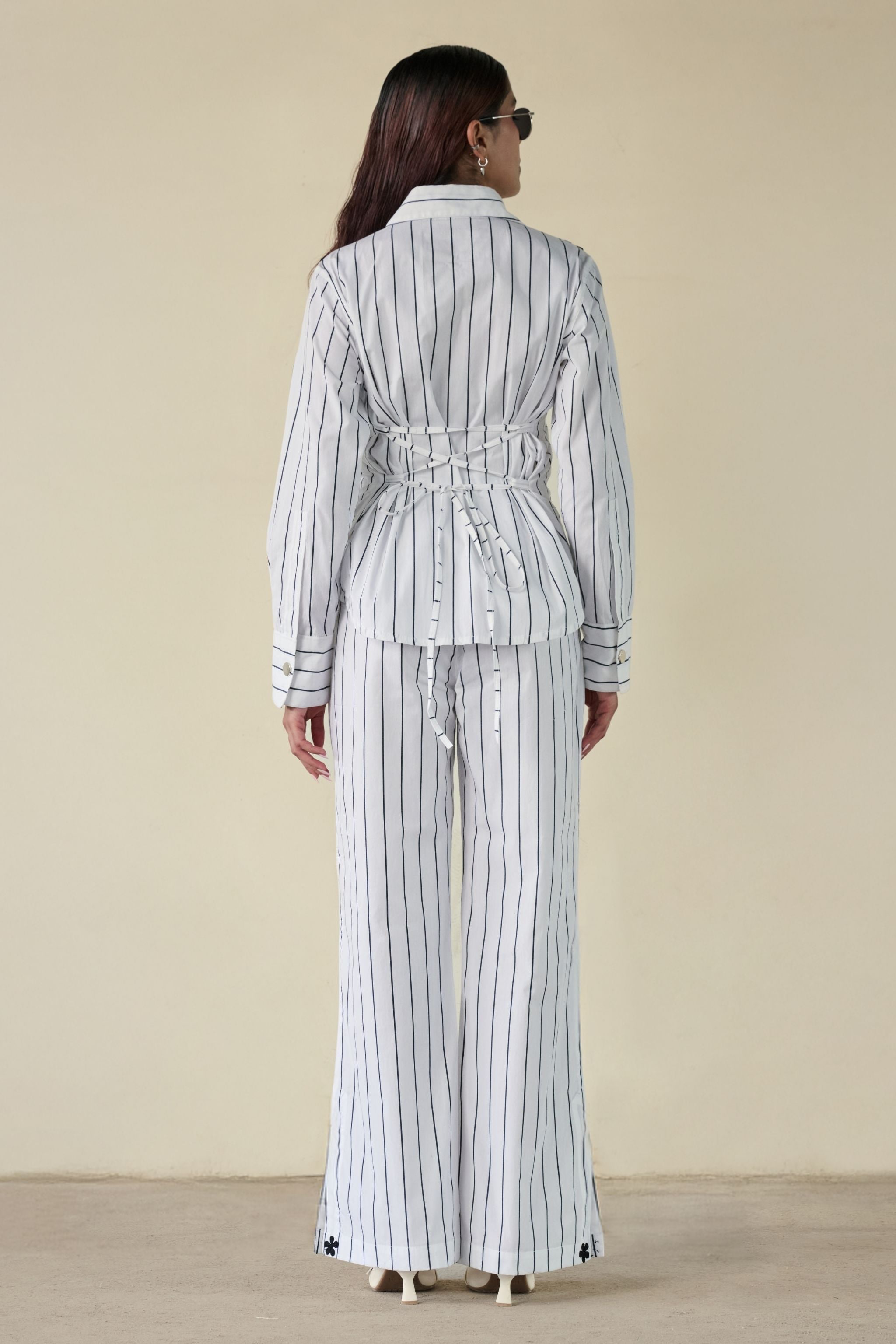 Black Stripe Floral Set