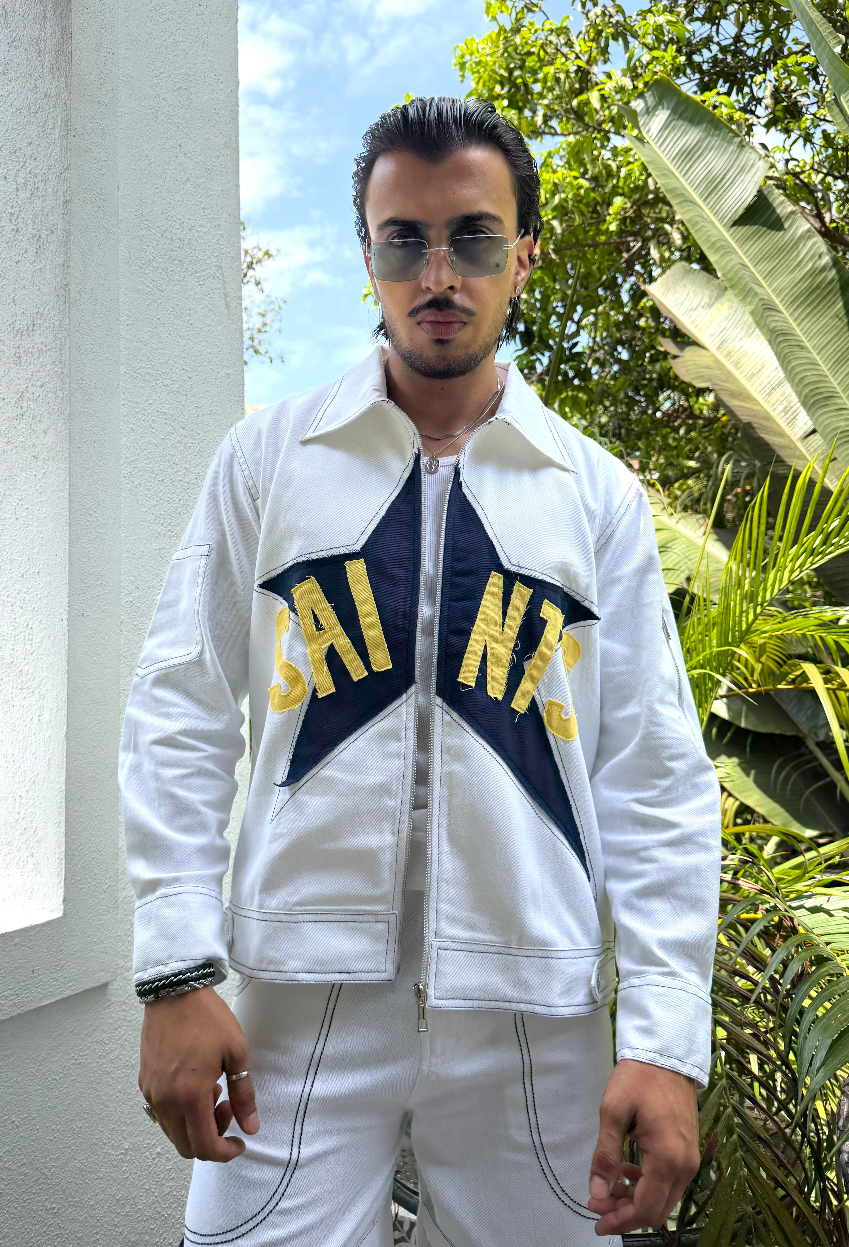 Star White Men Co-ord Set