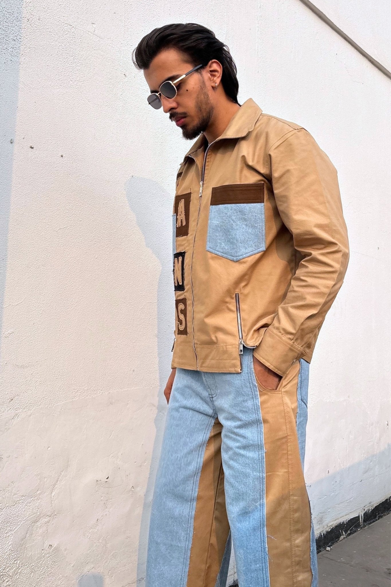 Tan & Blue Co-ord Set