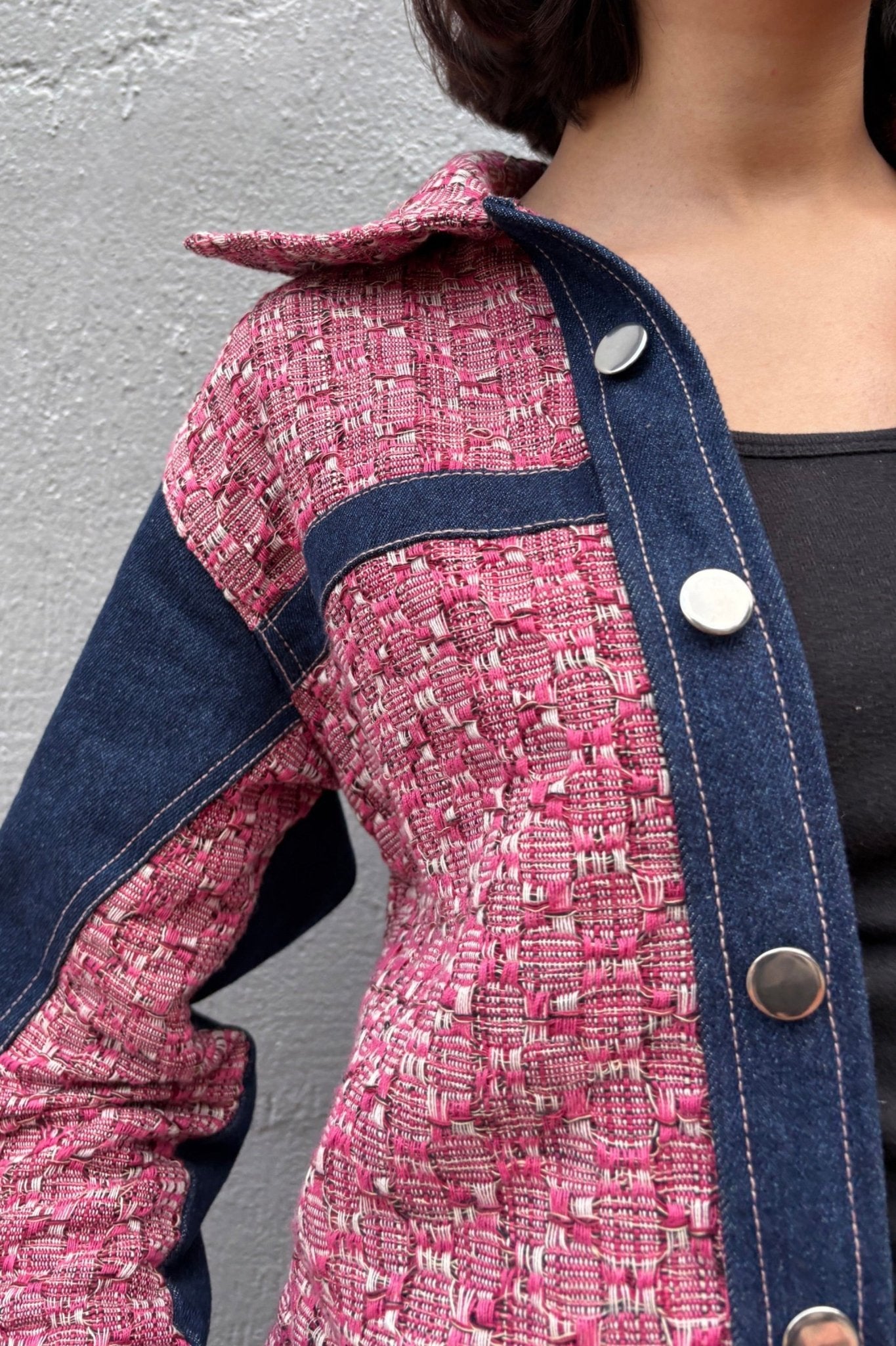 Pink Jacquard Denim Jacket