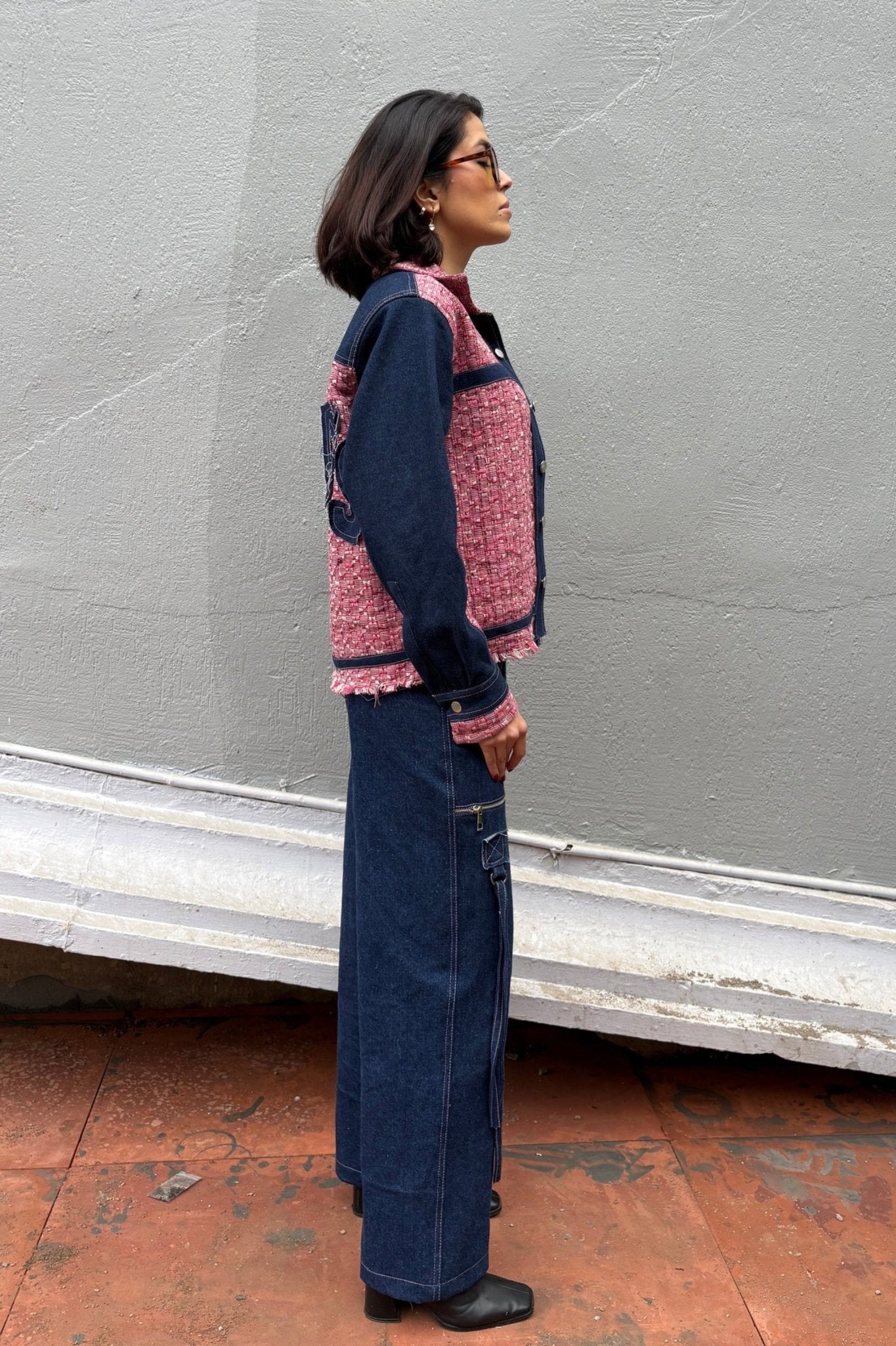 Pink Jacquard Denim Jacket