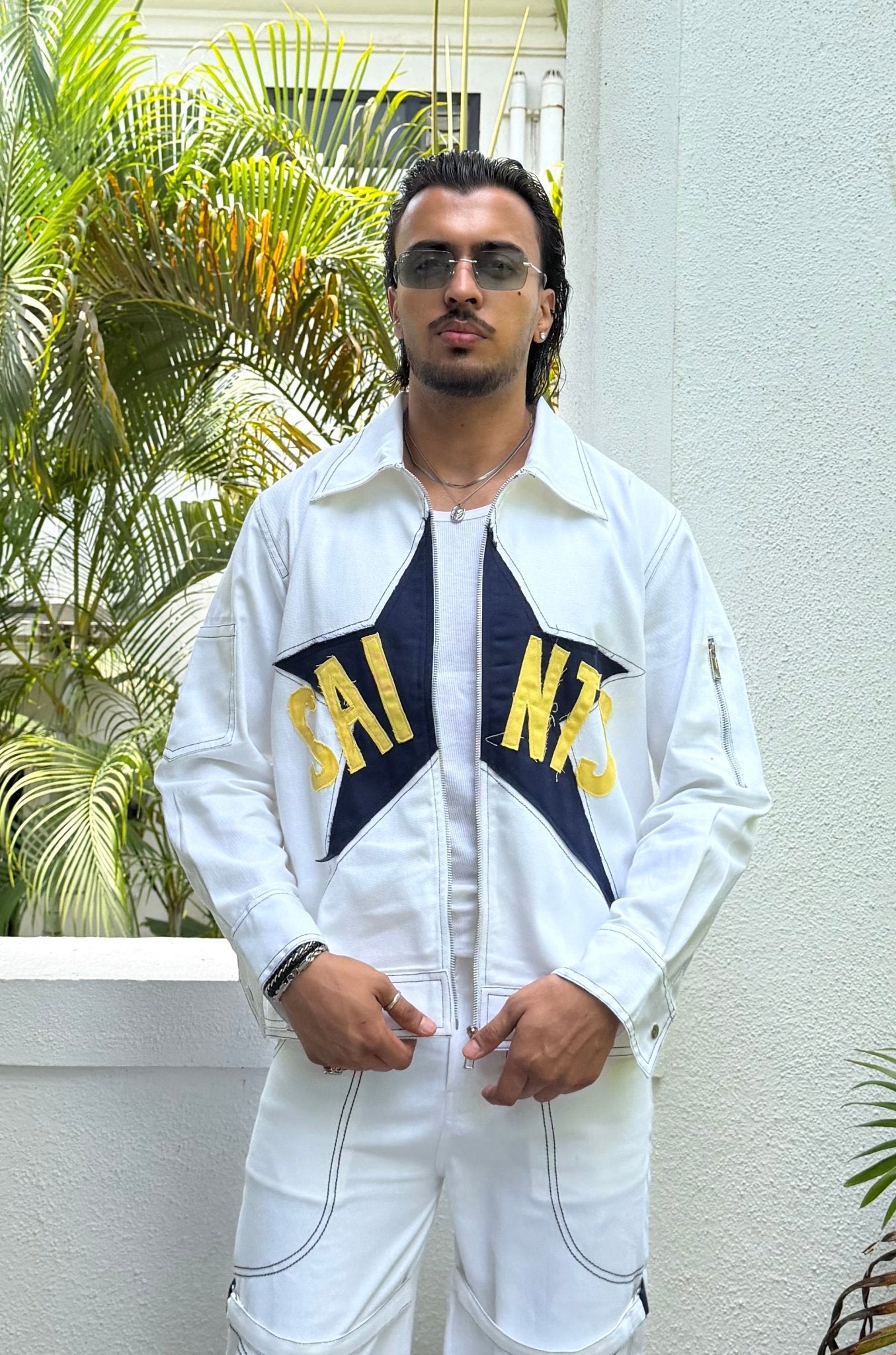 Star White Men Co-ord Set