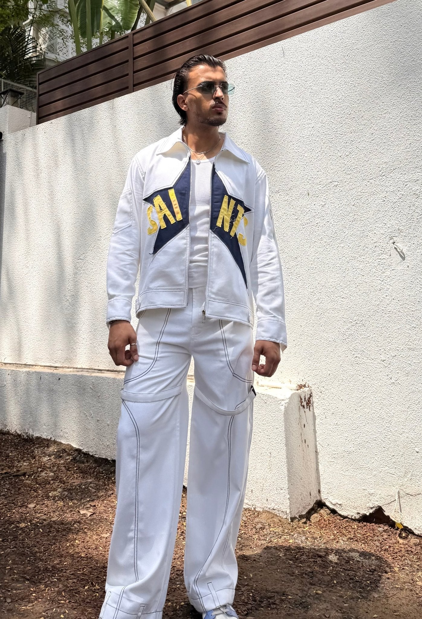 Star White Men Co-ord Set