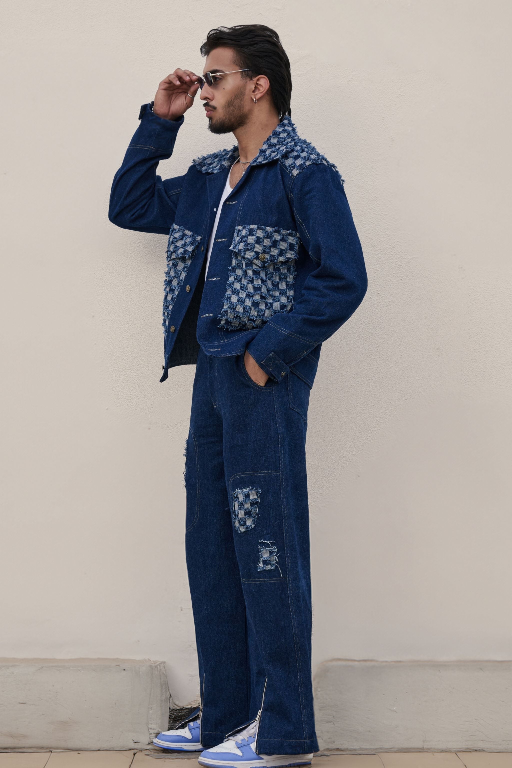 Checkerboard Blue Denim Set