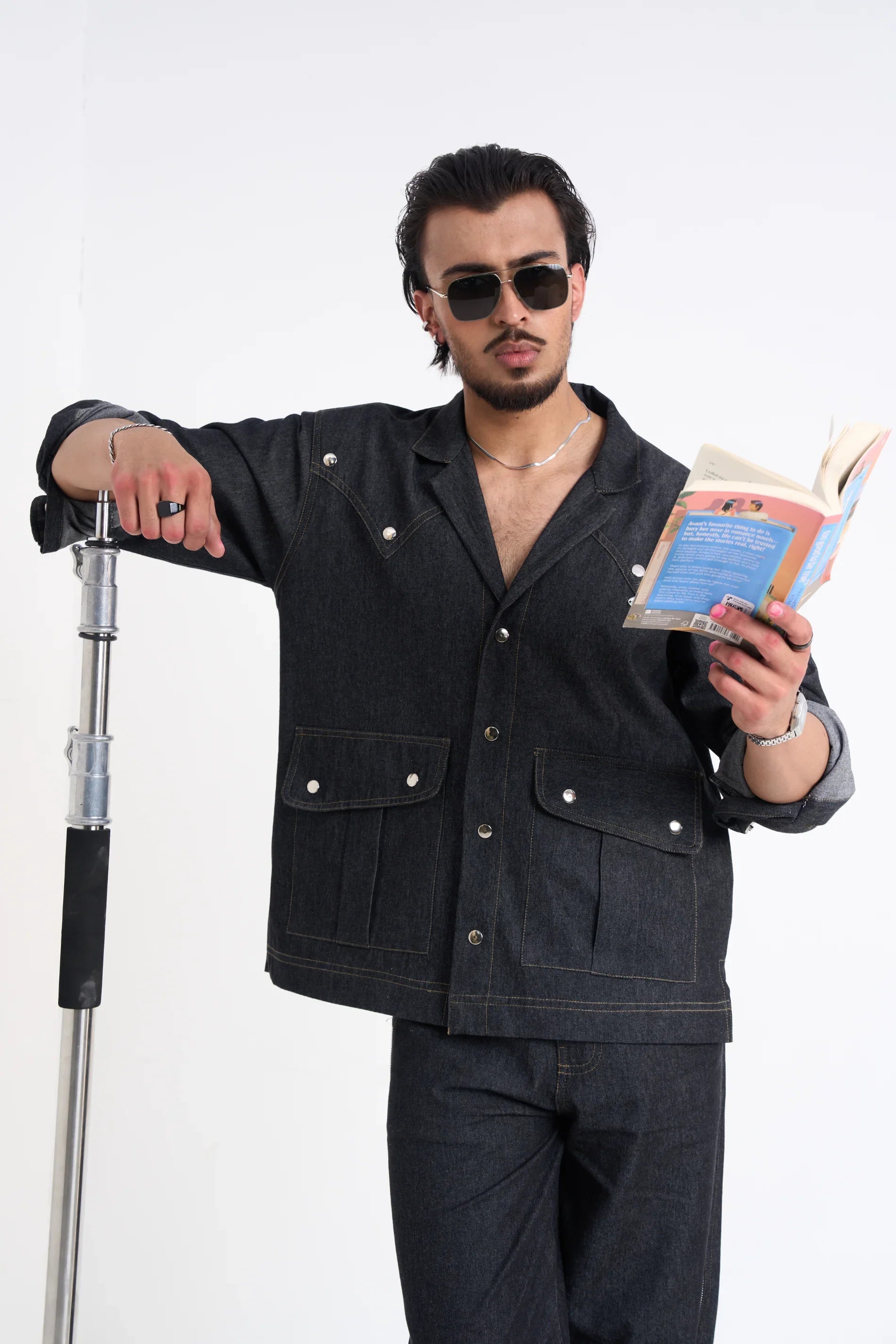Comet Grey Denim Full-Sleeve Shirt