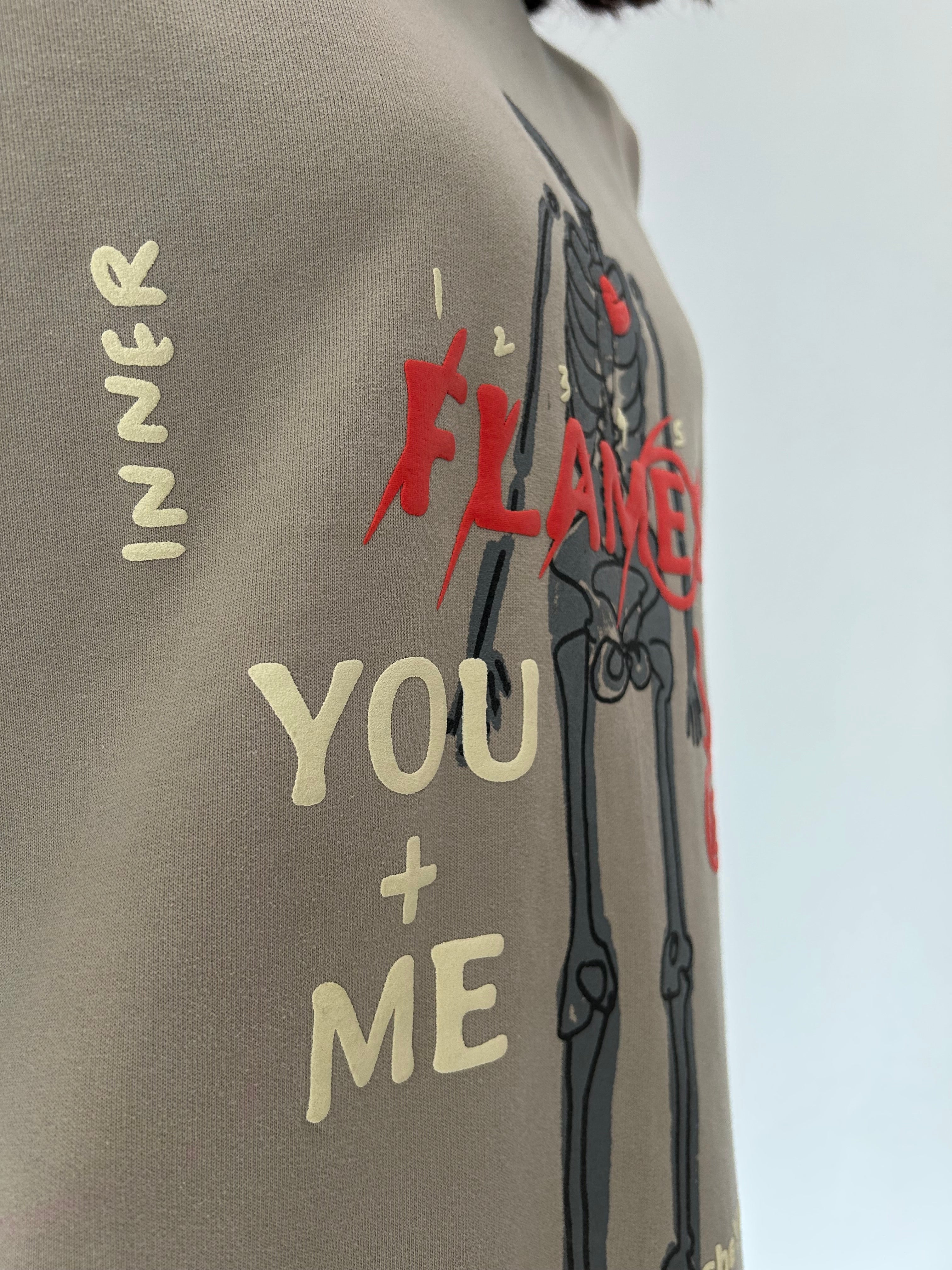 Flames Dusty Beige Oversized T-Shirt