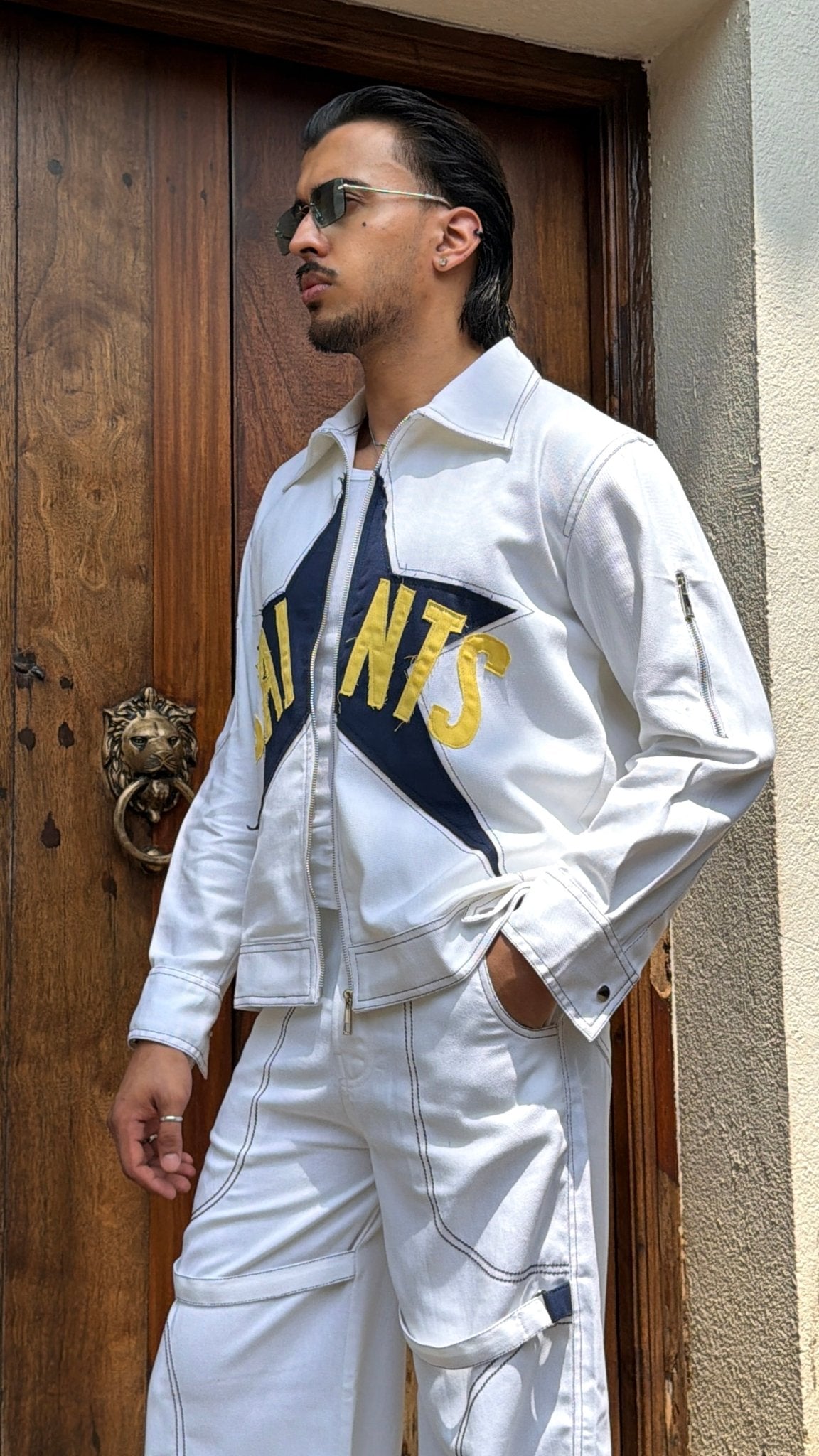 Star White Men Co-ord Set