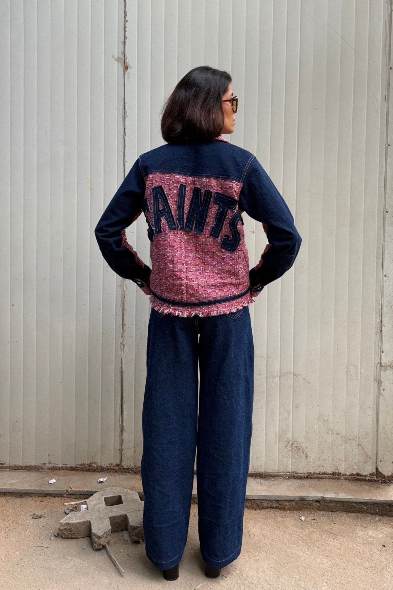 Pink Jacquard Denim Jacket