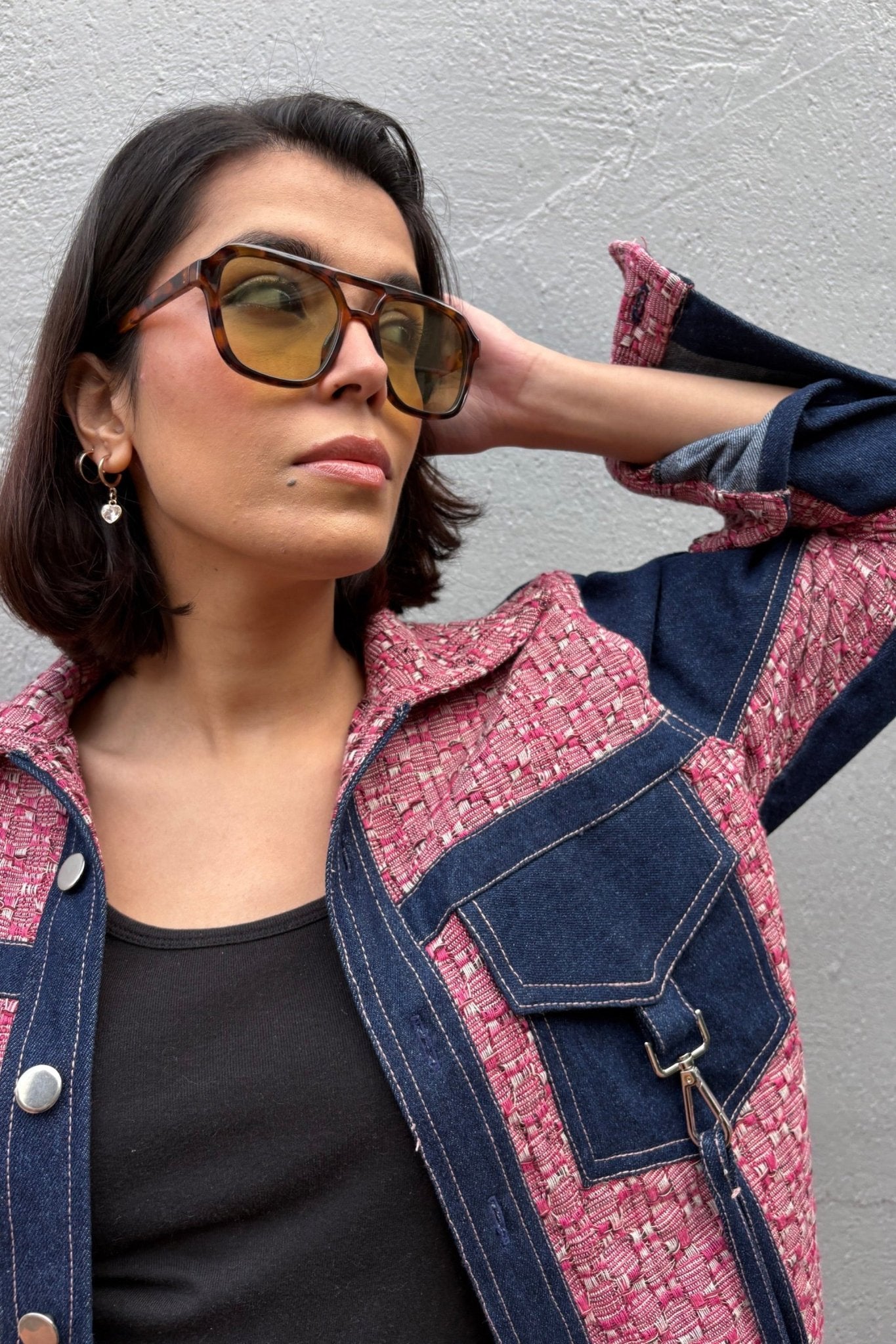 Pink Jacquard Denim Jacket
