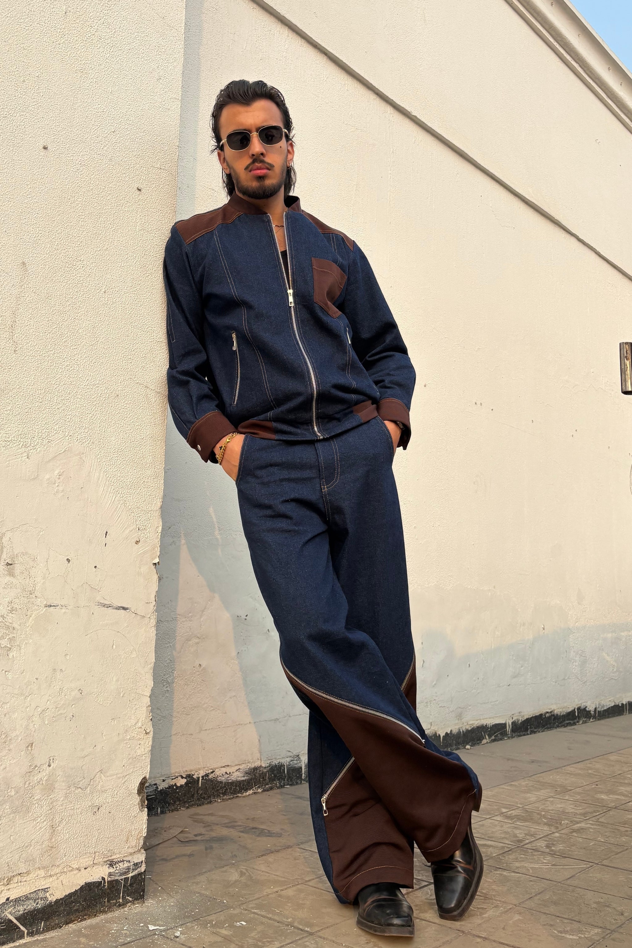 Navy Brown Co-ord Set