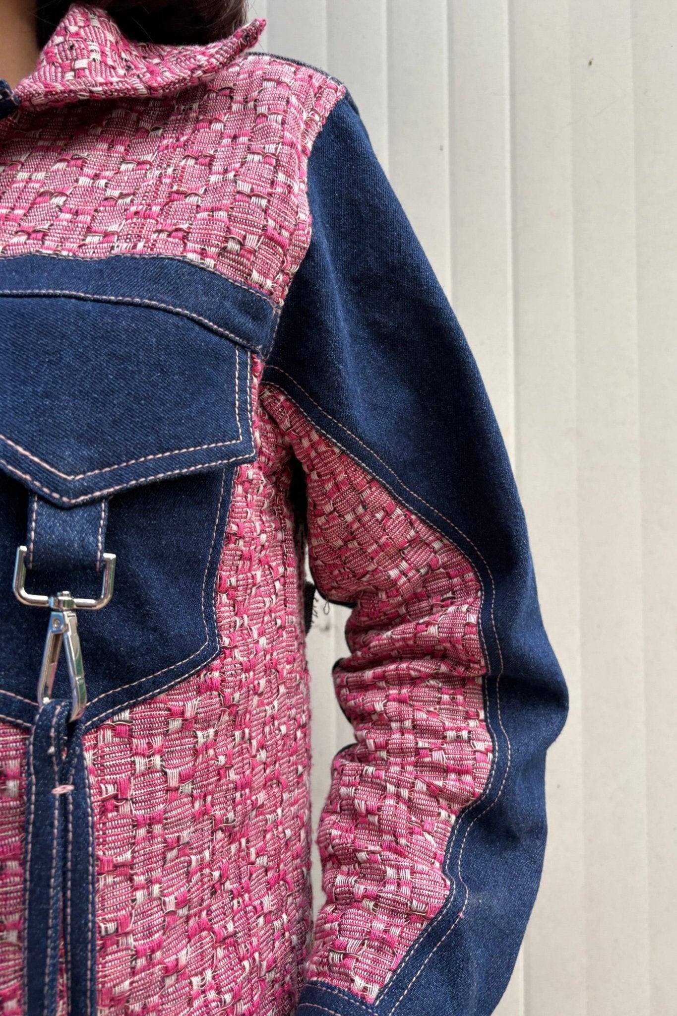 Pink Jacquard Denim Jacket