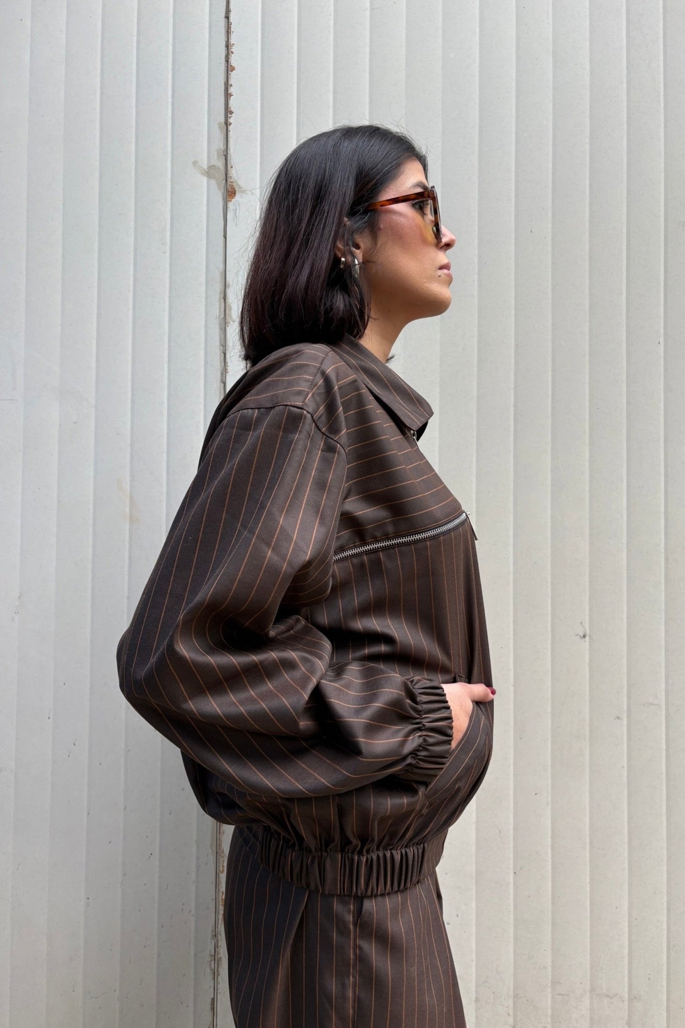 Tokyo Brown Pinstripe Set