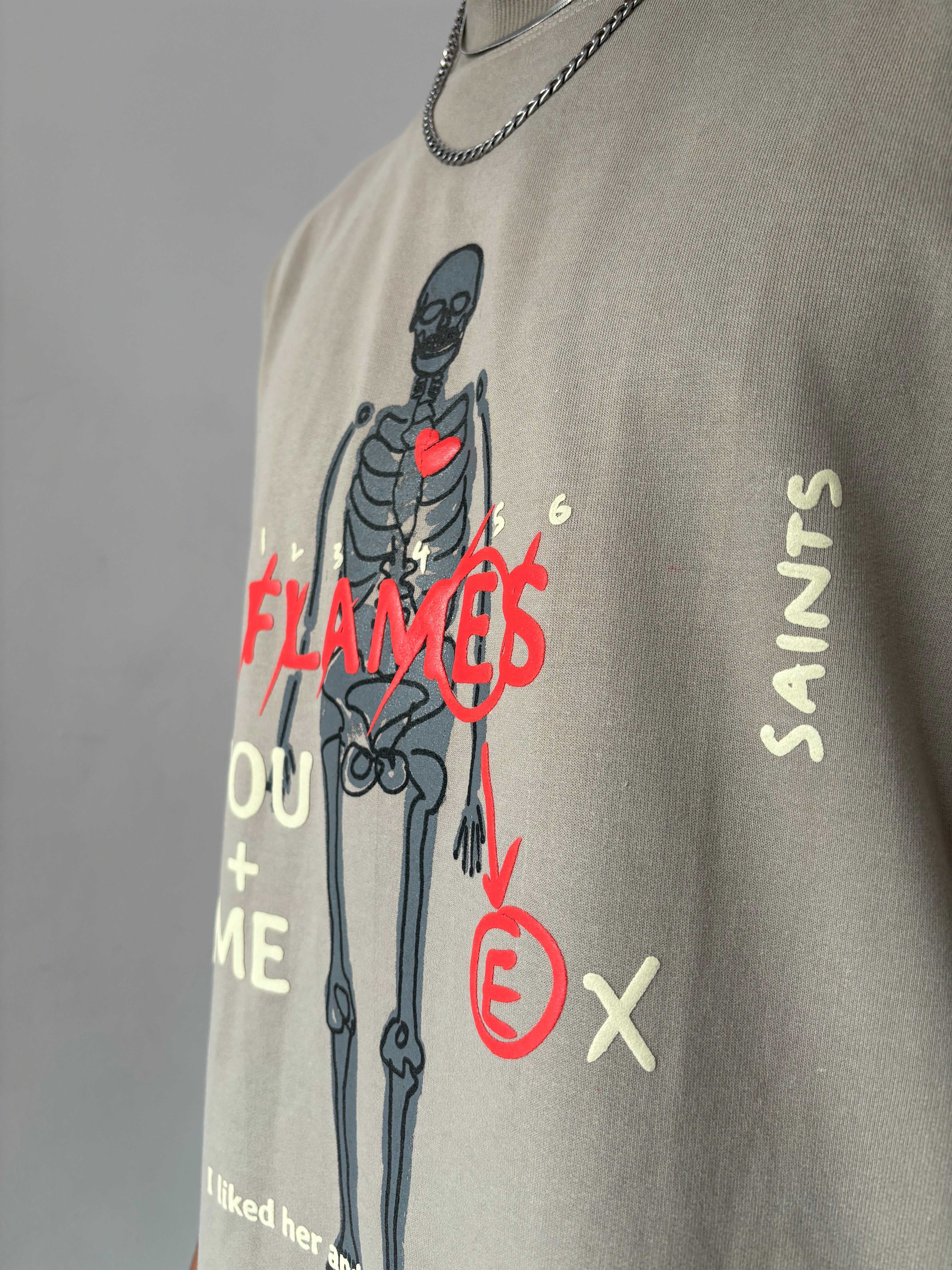 Flames Dusty Beige Oversized T-Shirt