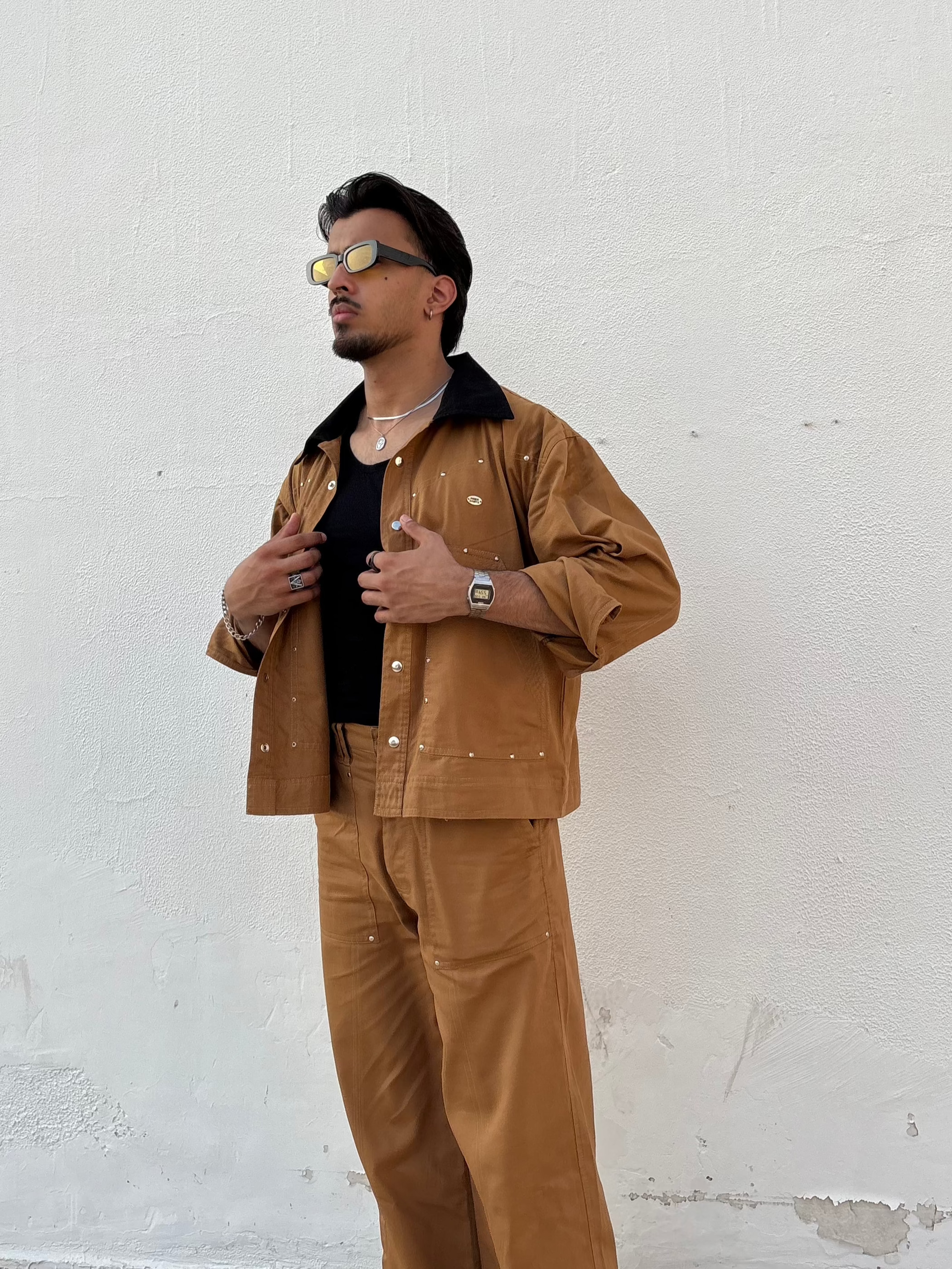 Tan Brown Full-Sleeve Jacket & pants set
