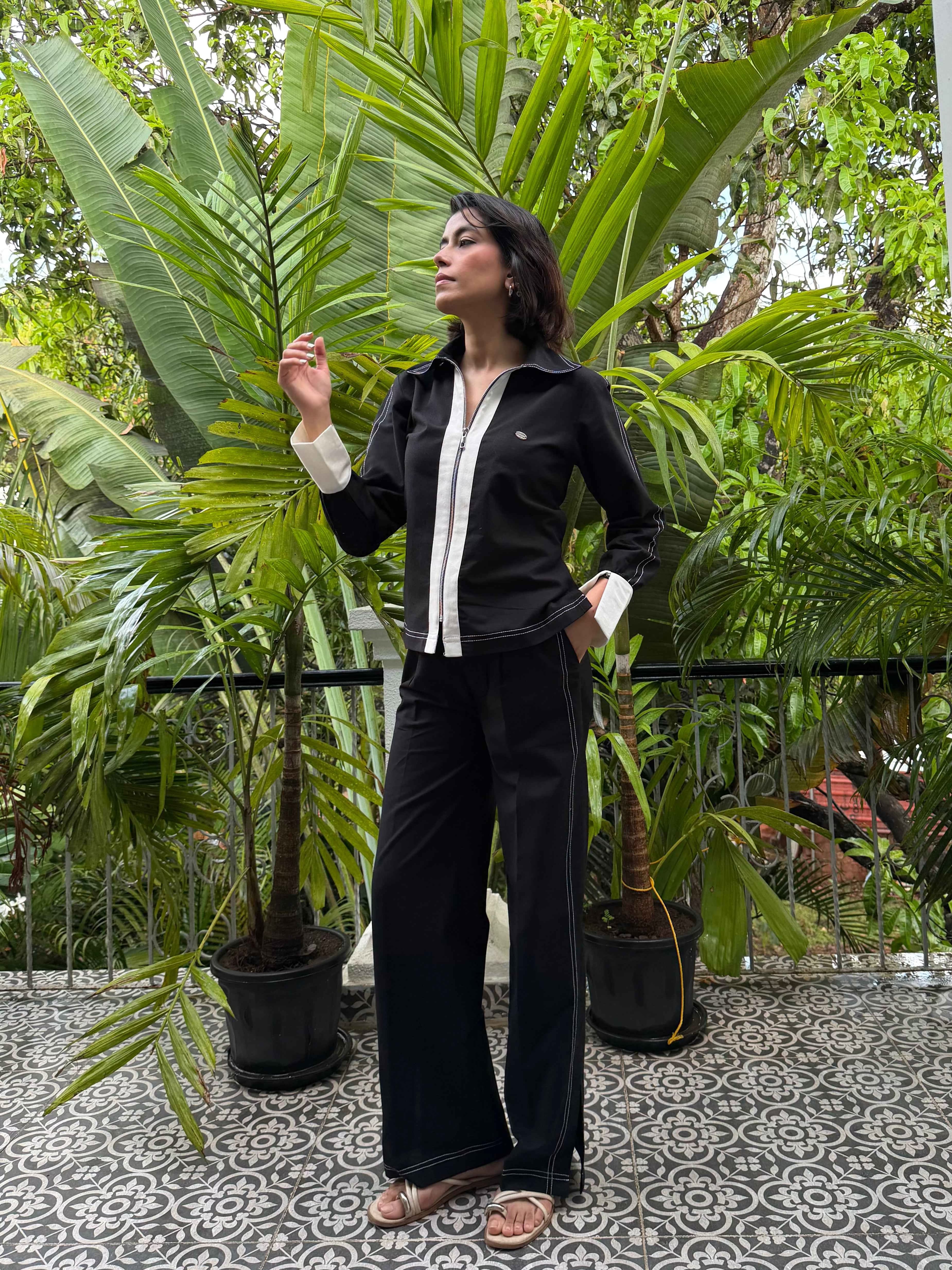 Black & White Linen Women Set