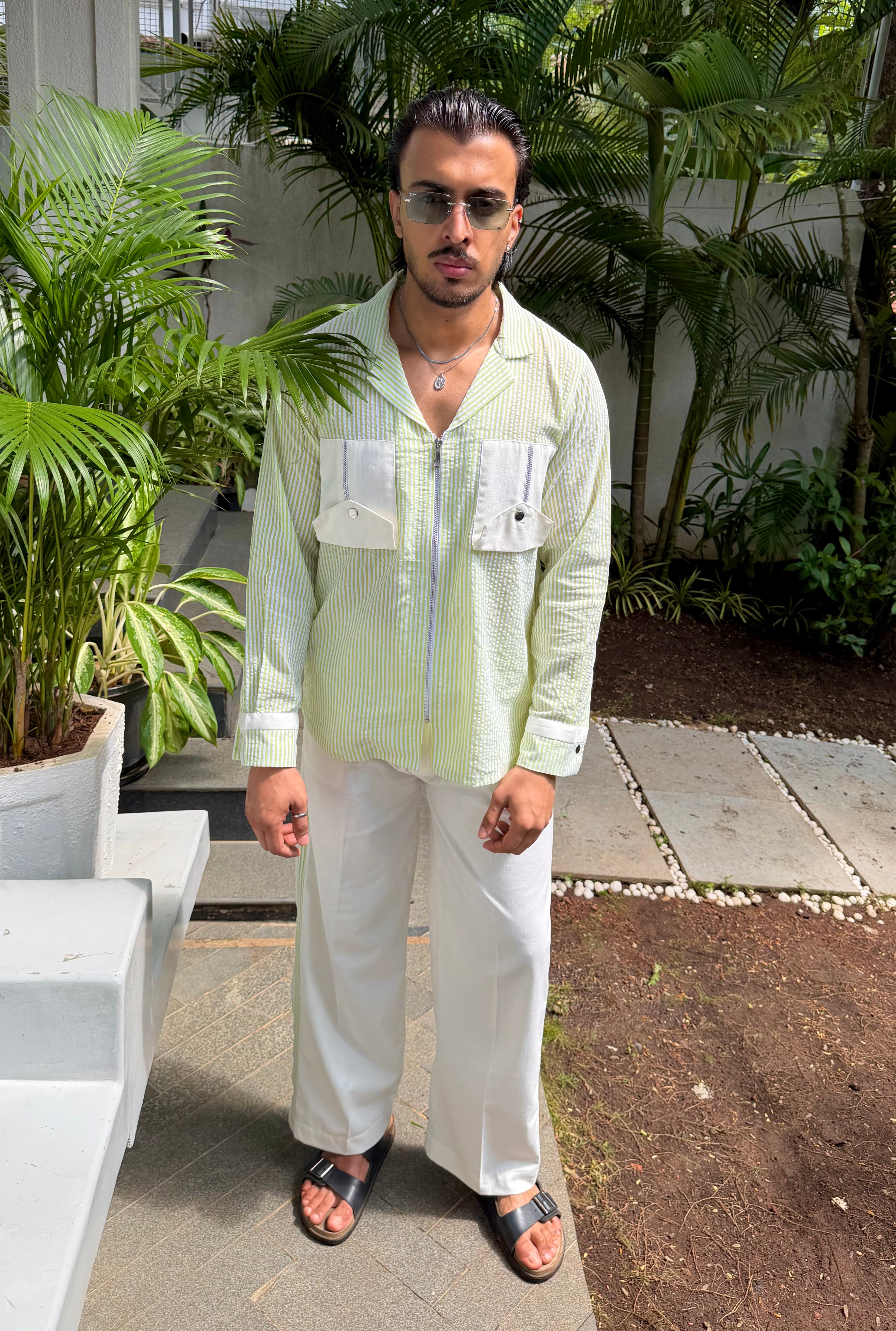 Green Stripe Men Co-ord Set