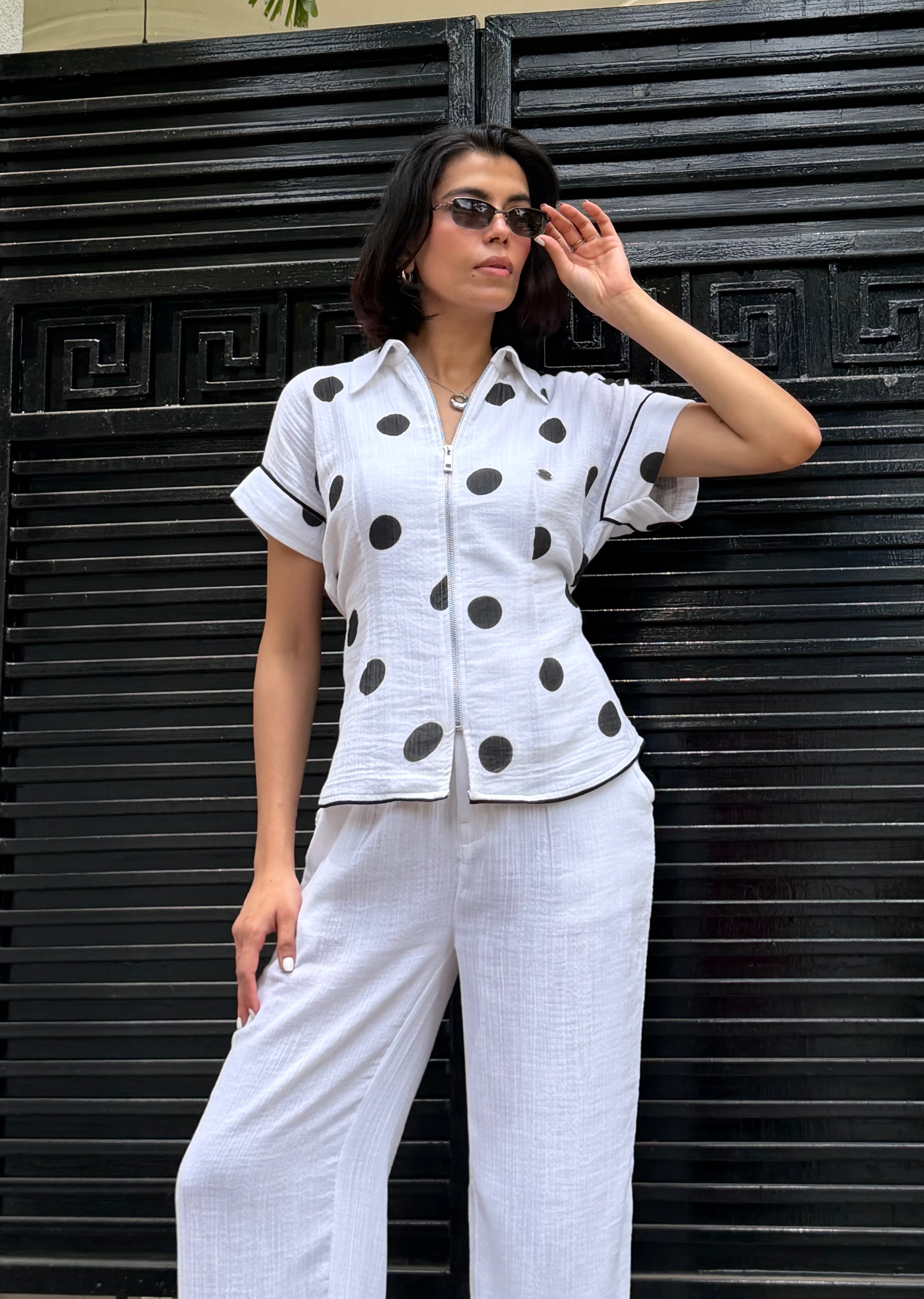 Polka White Women Set