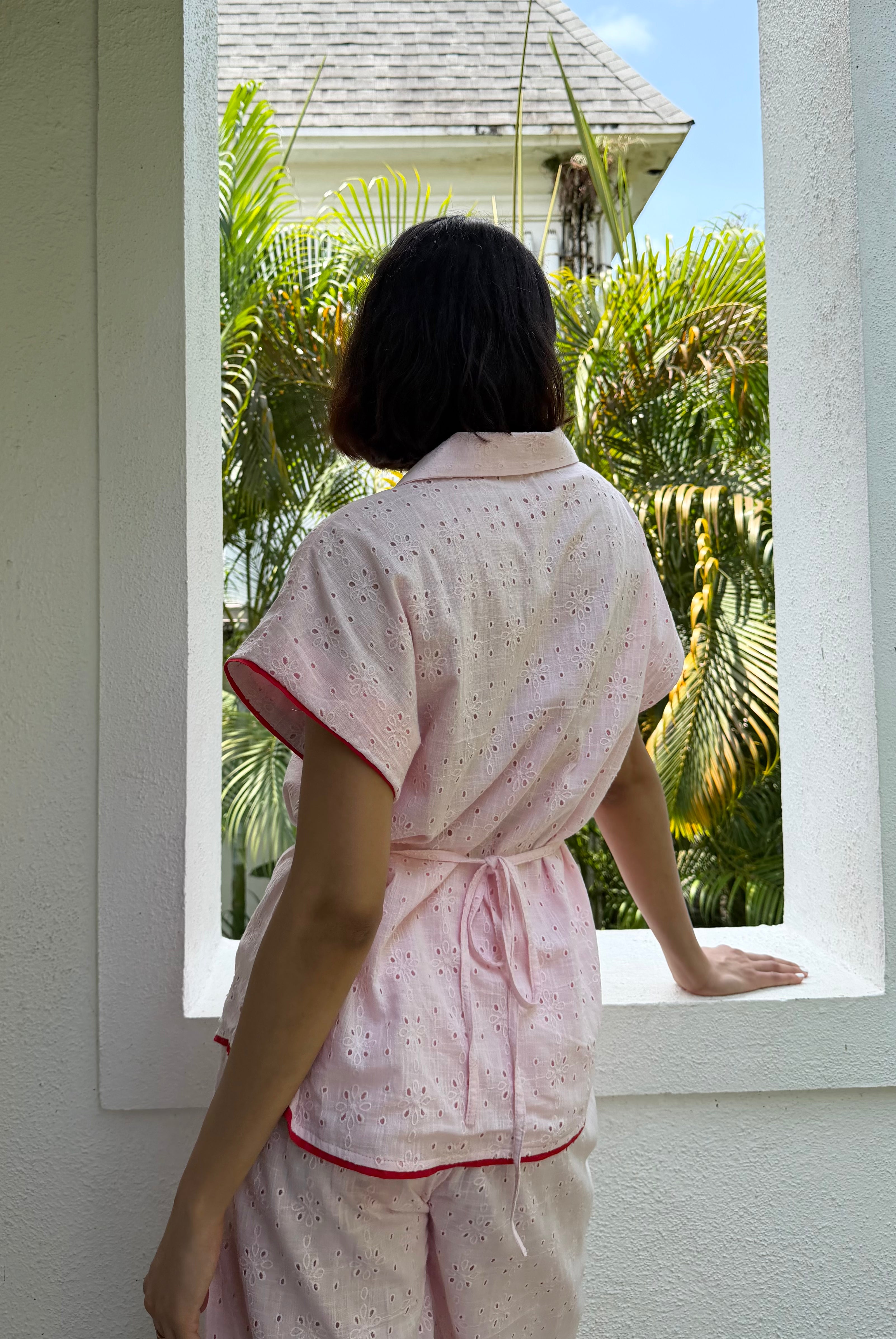 Pink Schiffli Women Set