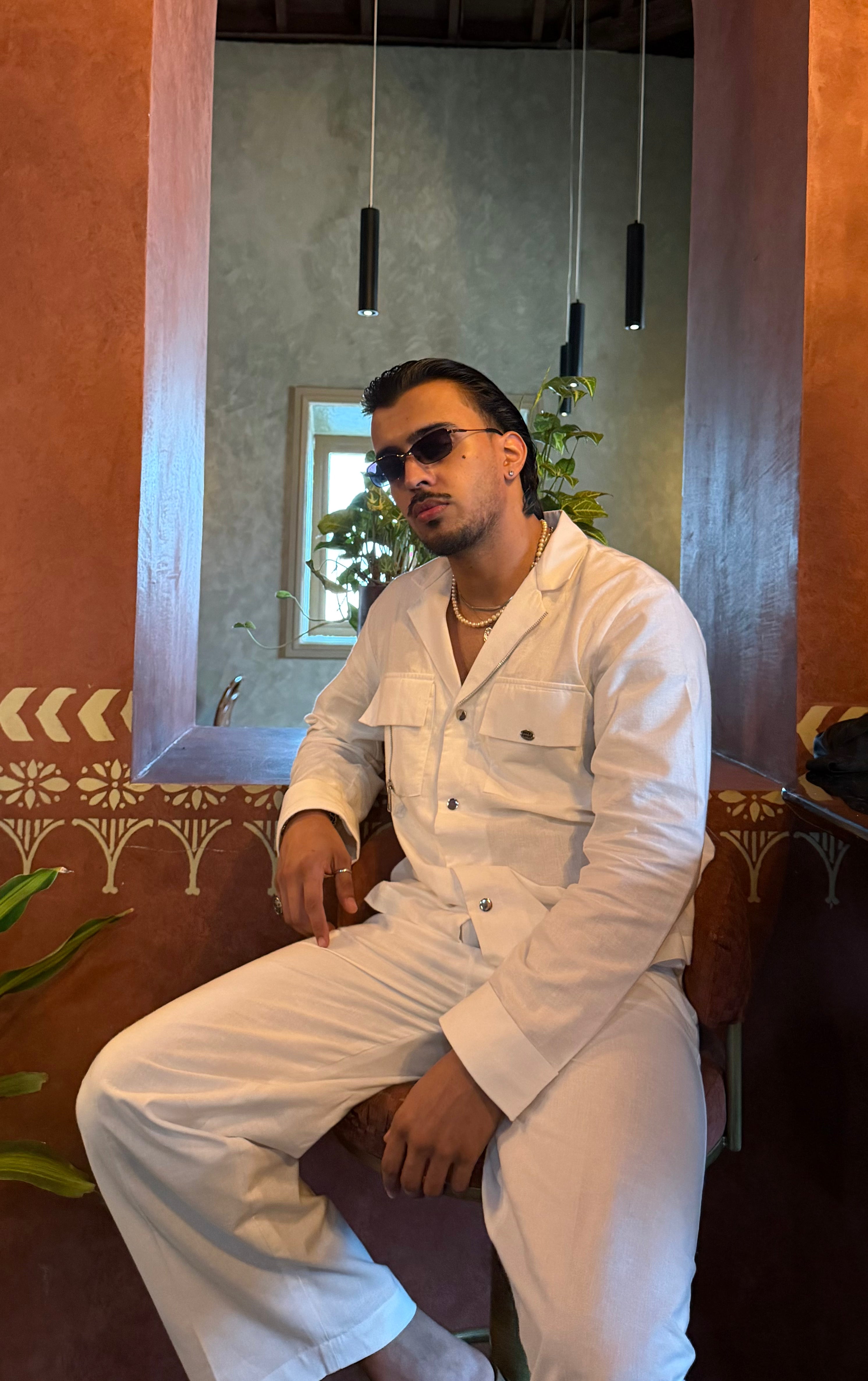 White Linen Men Set