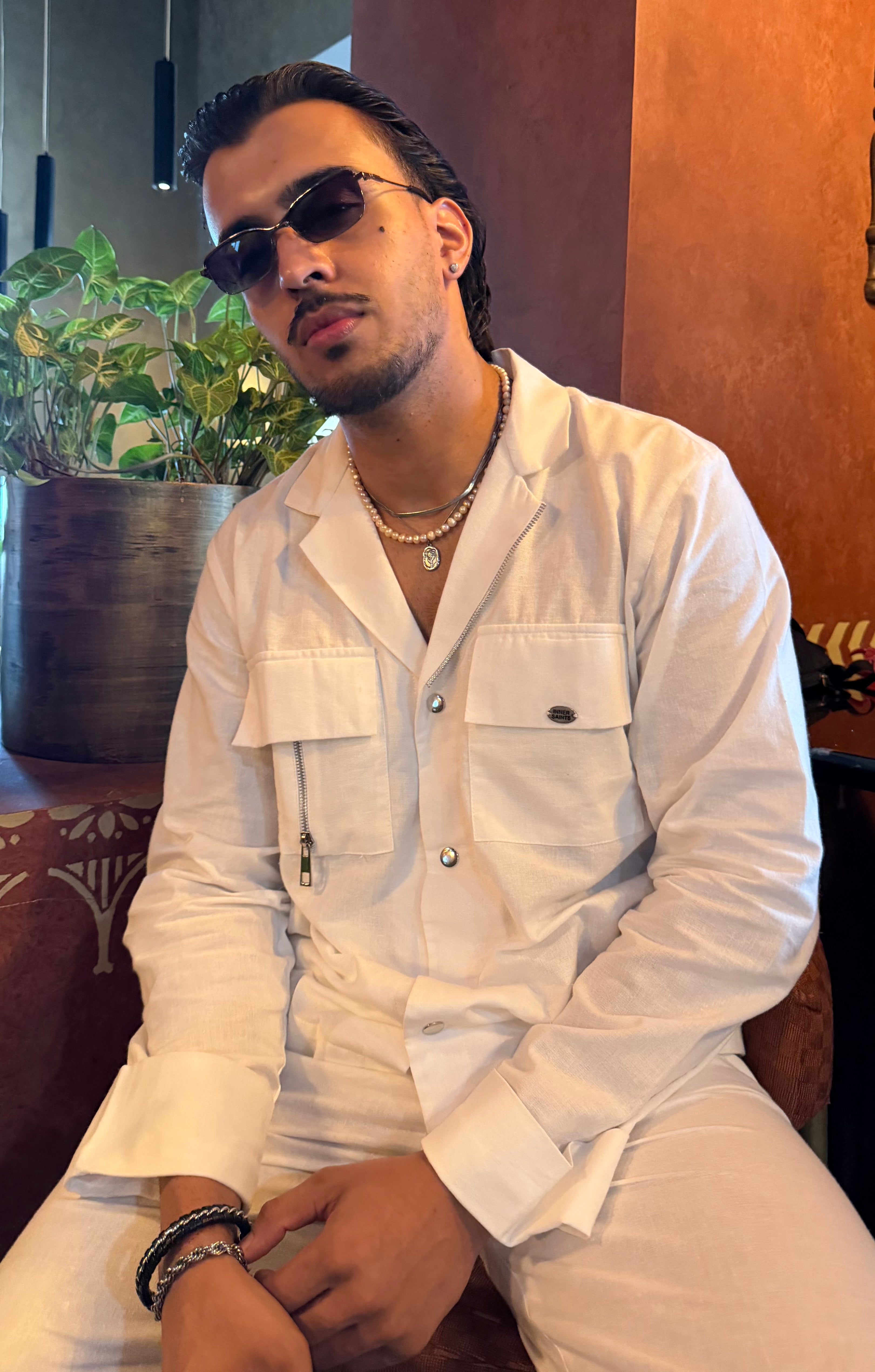 White Linen Men Set