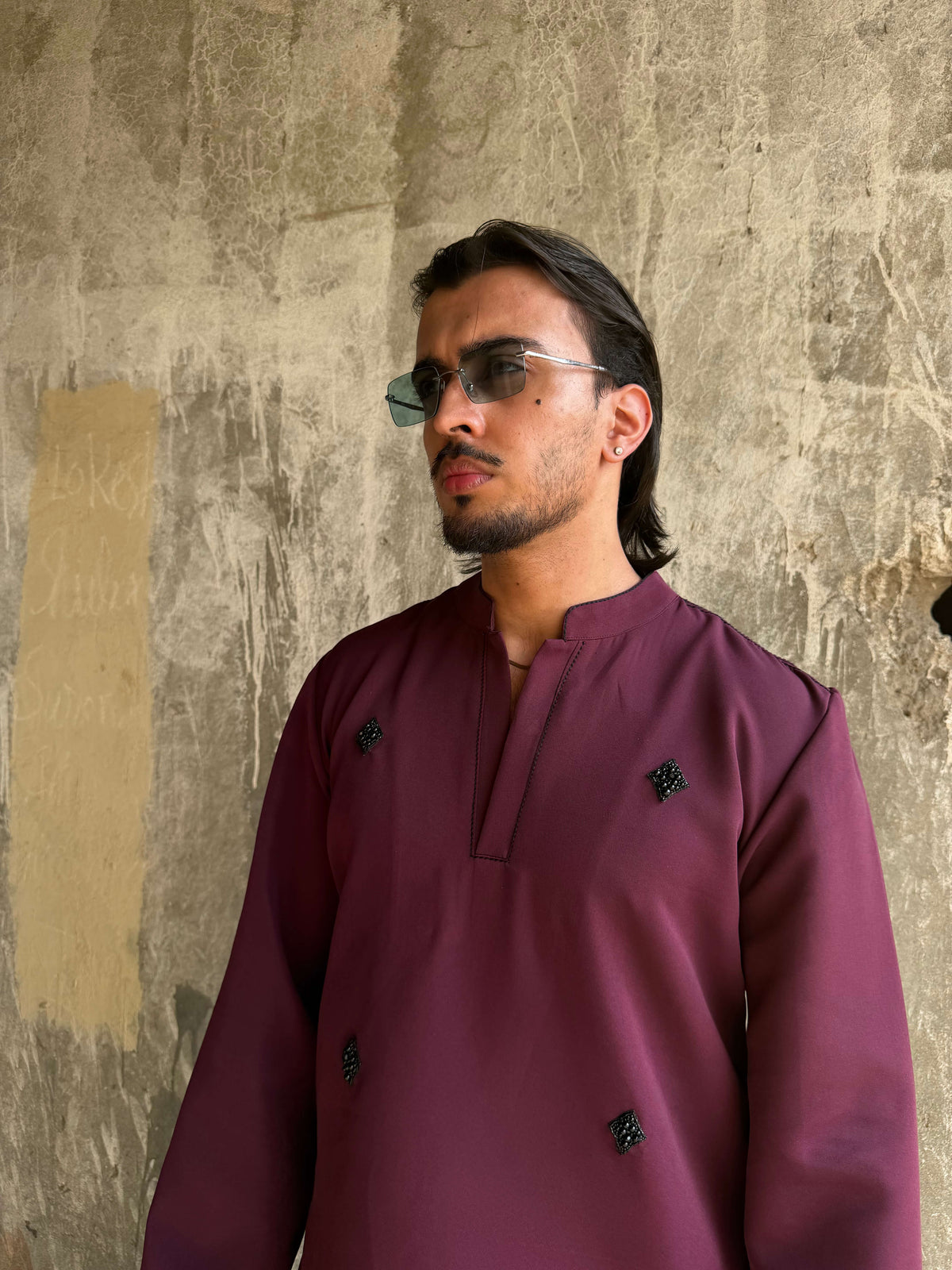 Wine Kurta Set