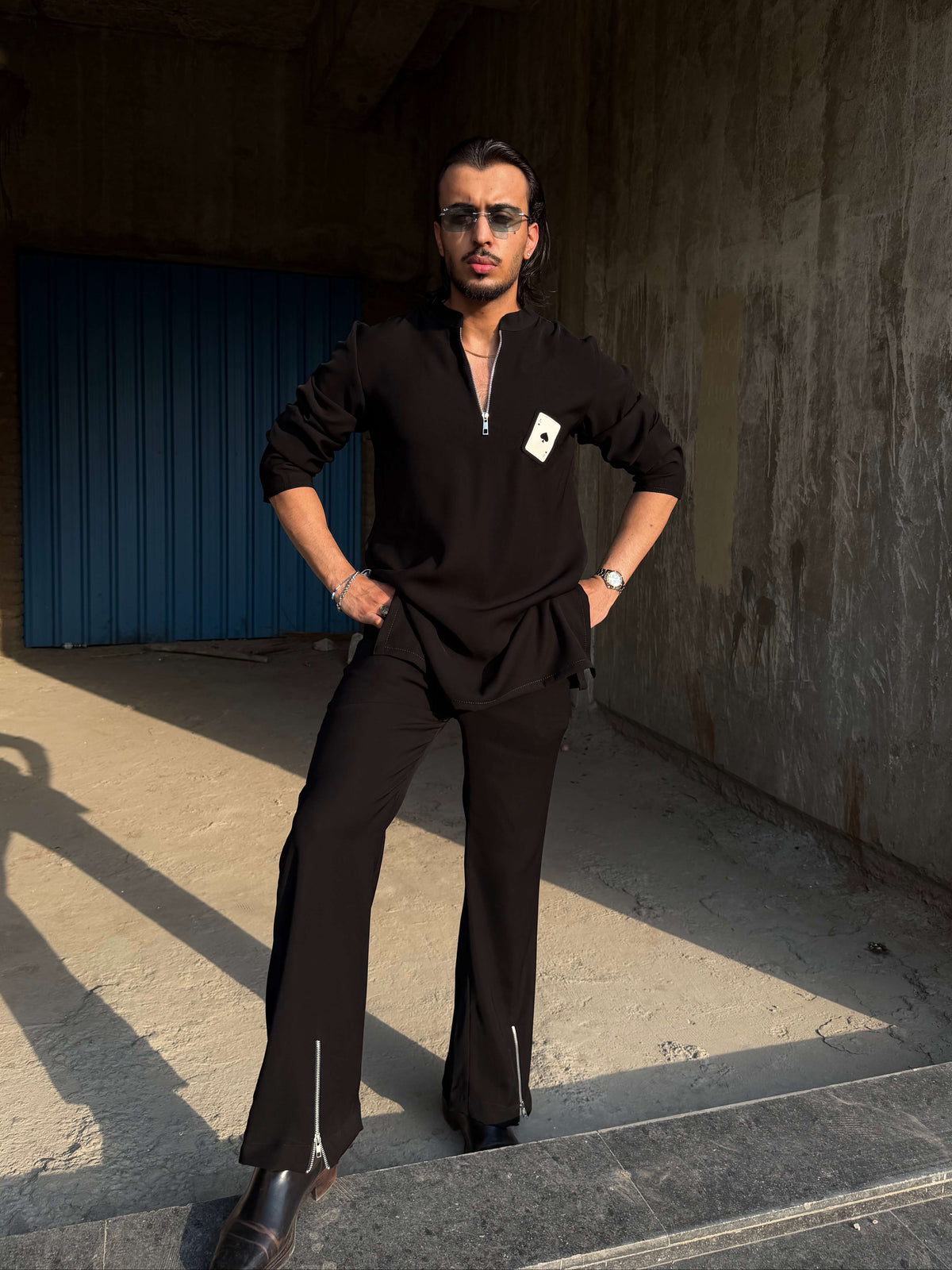 Black Of Hearts Kurta Set