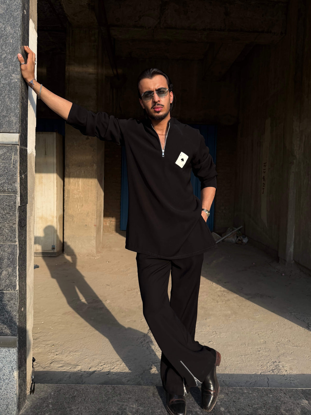 Black Of Hearts Kurta Set