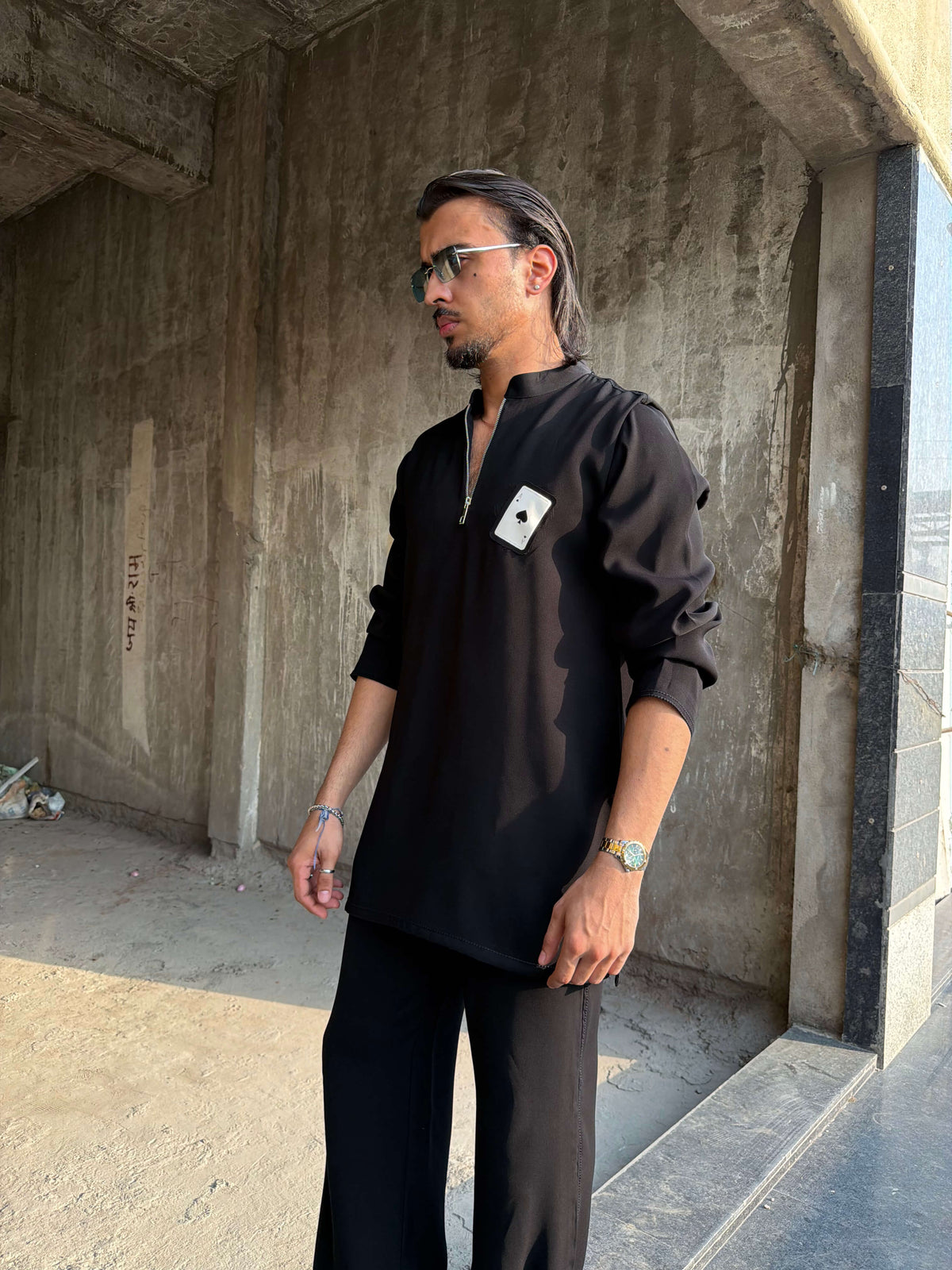 Black Of Hearts Kurta Set