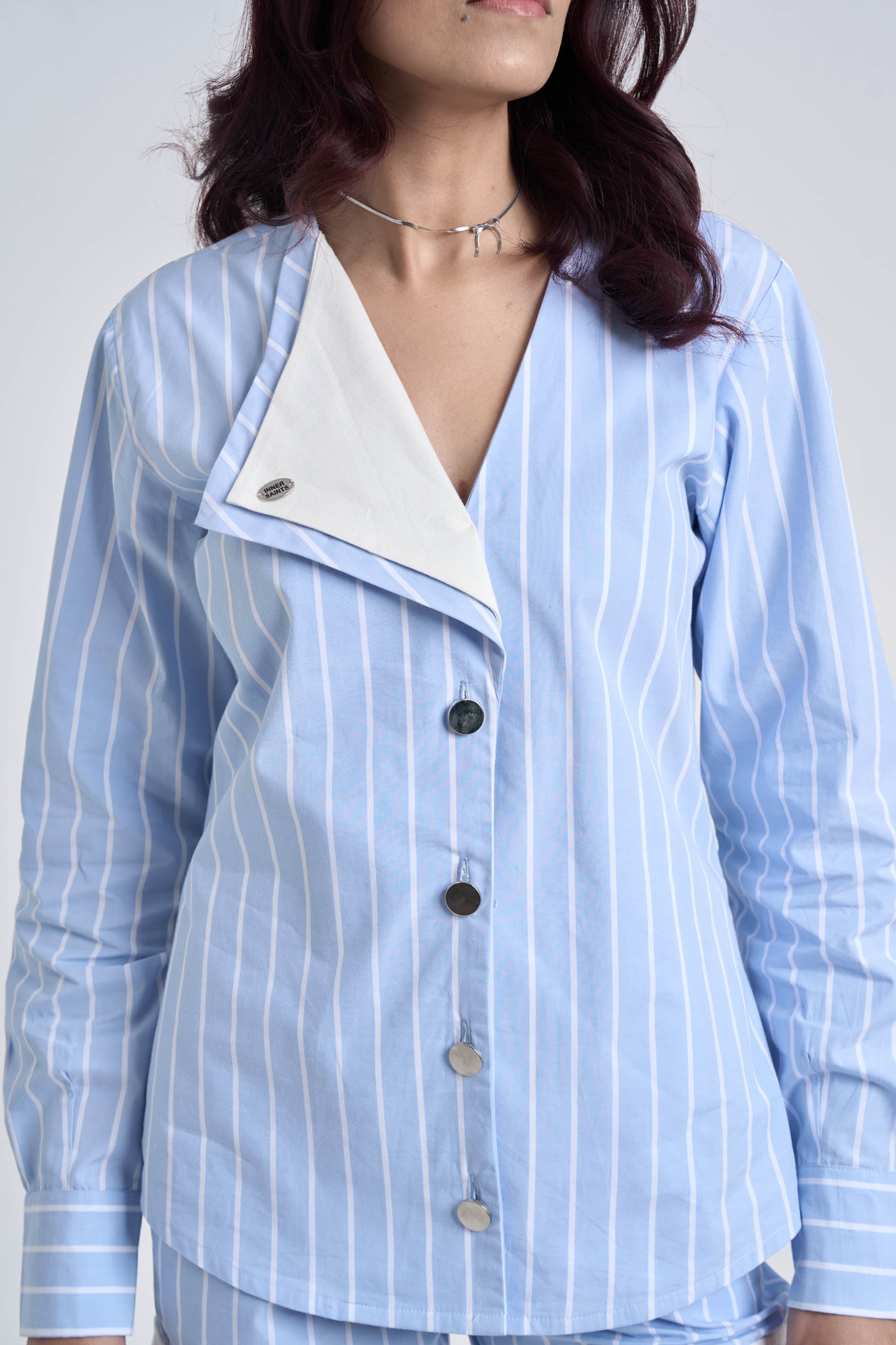 Light Blue Striped Women Set