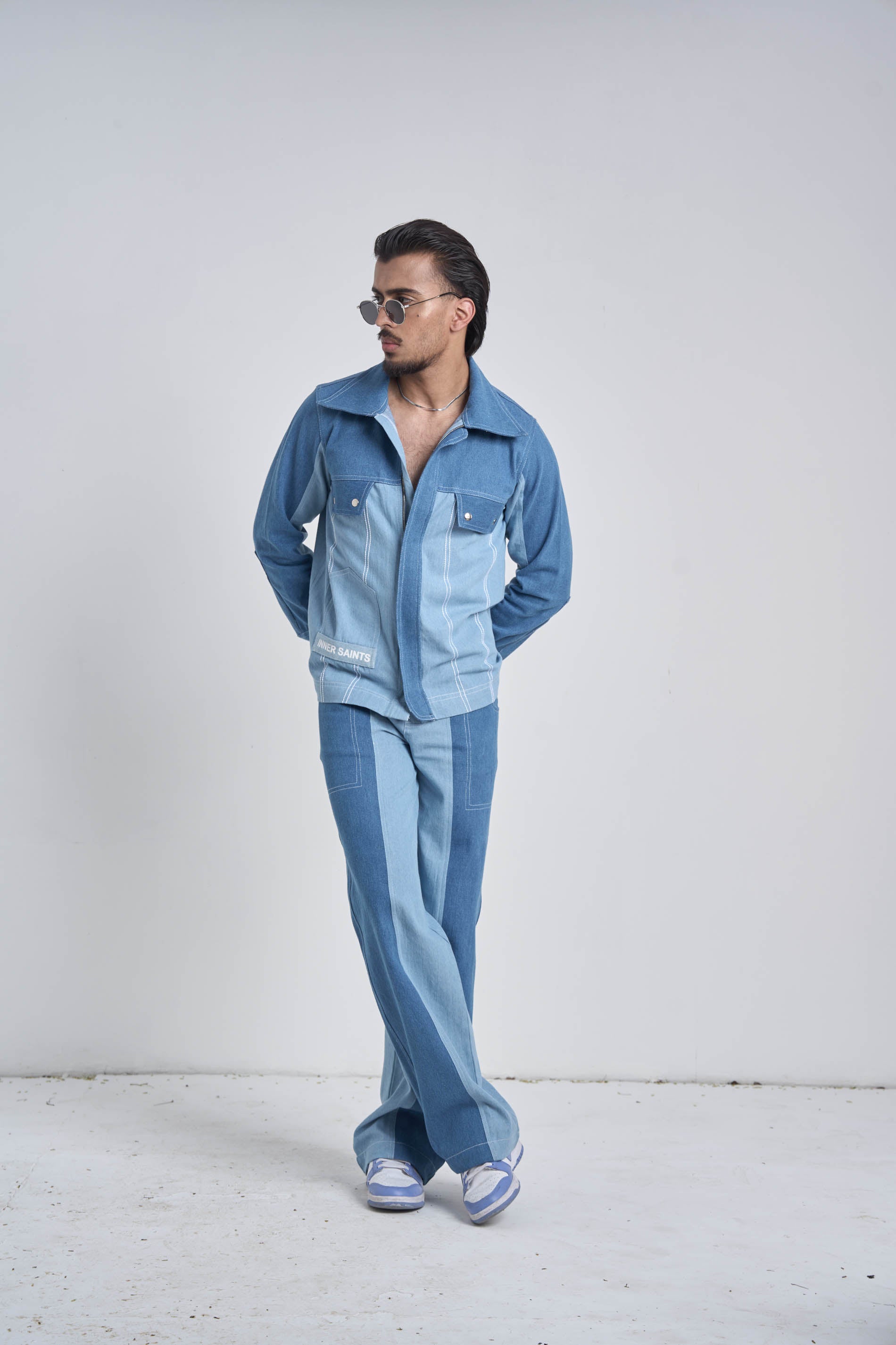 Men Twin Tone Denim Set