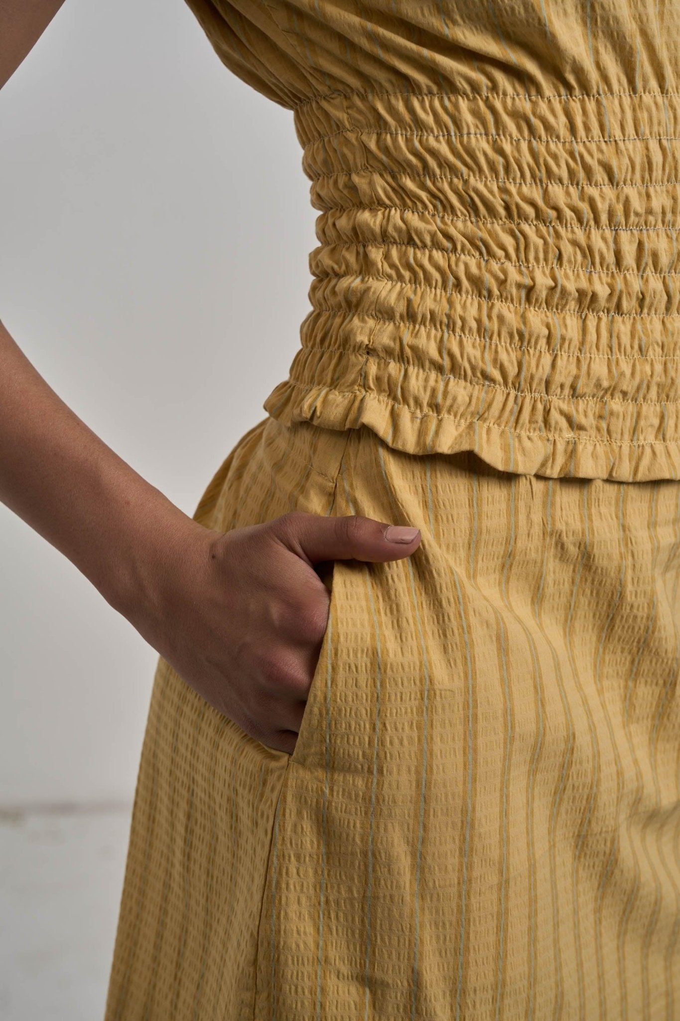 YELLOW STRETCH TOP & SKIRT