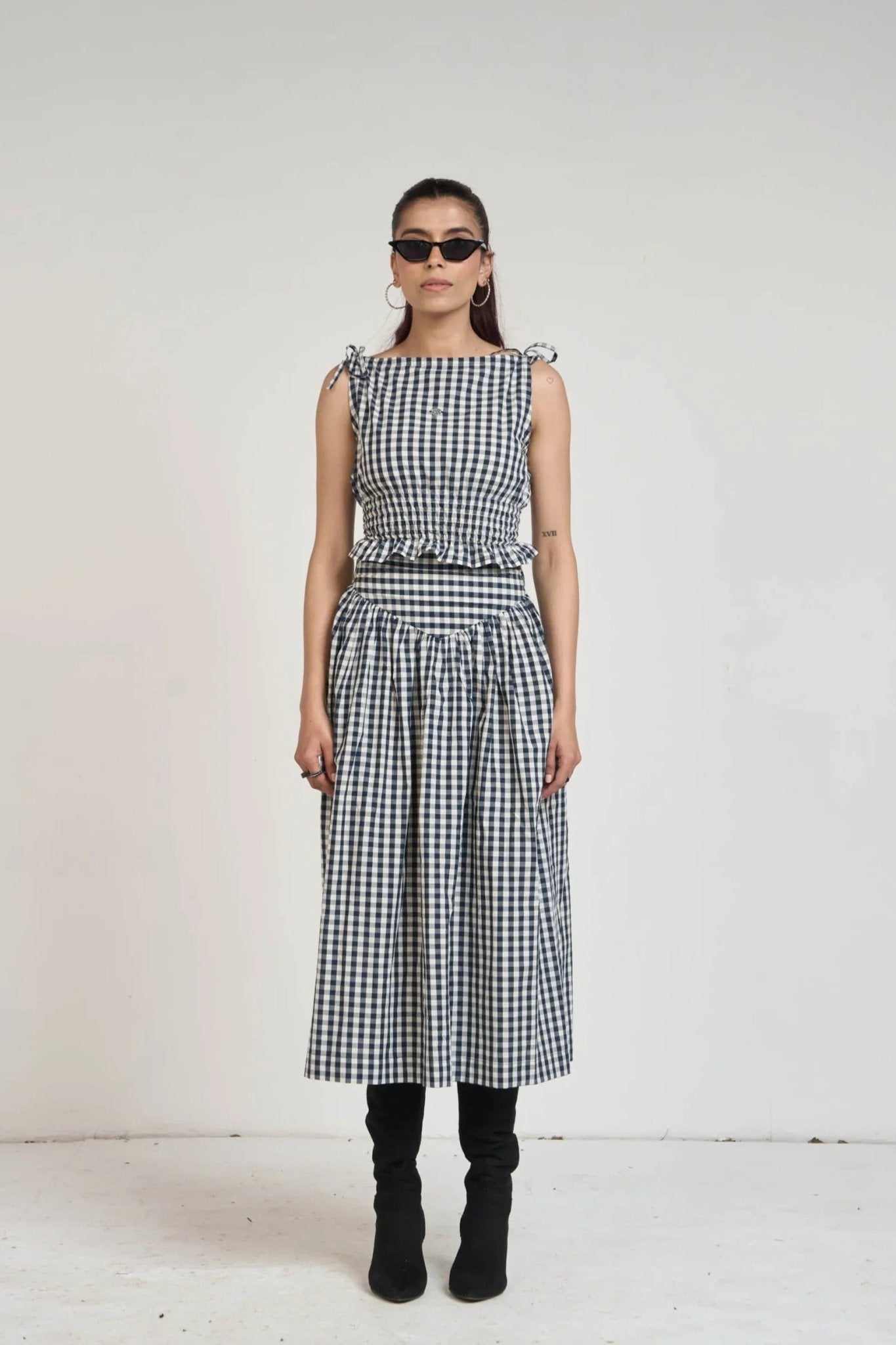 BLACK GINGHAM TOP & SKIRT