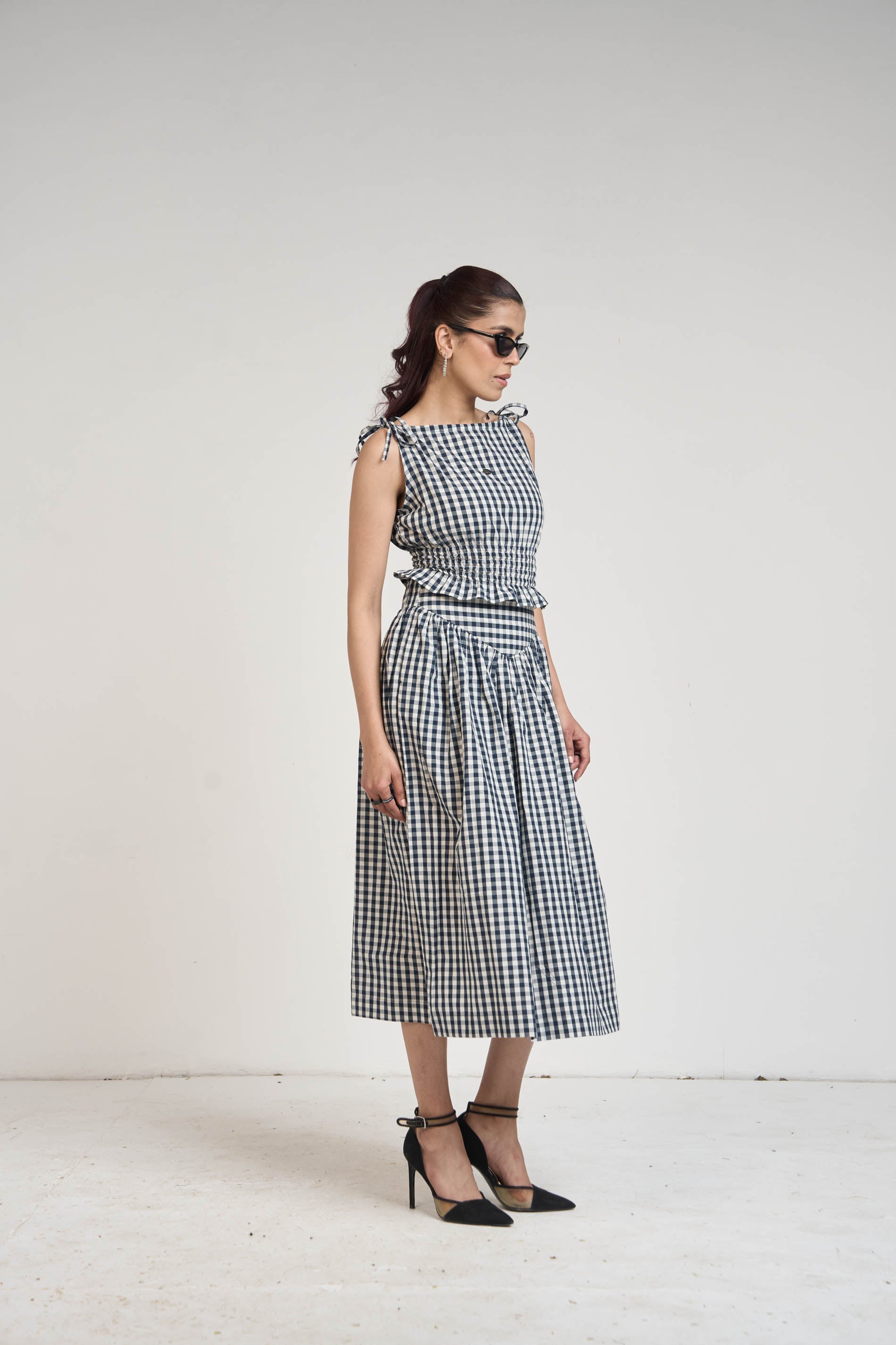 BLACK GINGHAM TOP & SKIRT