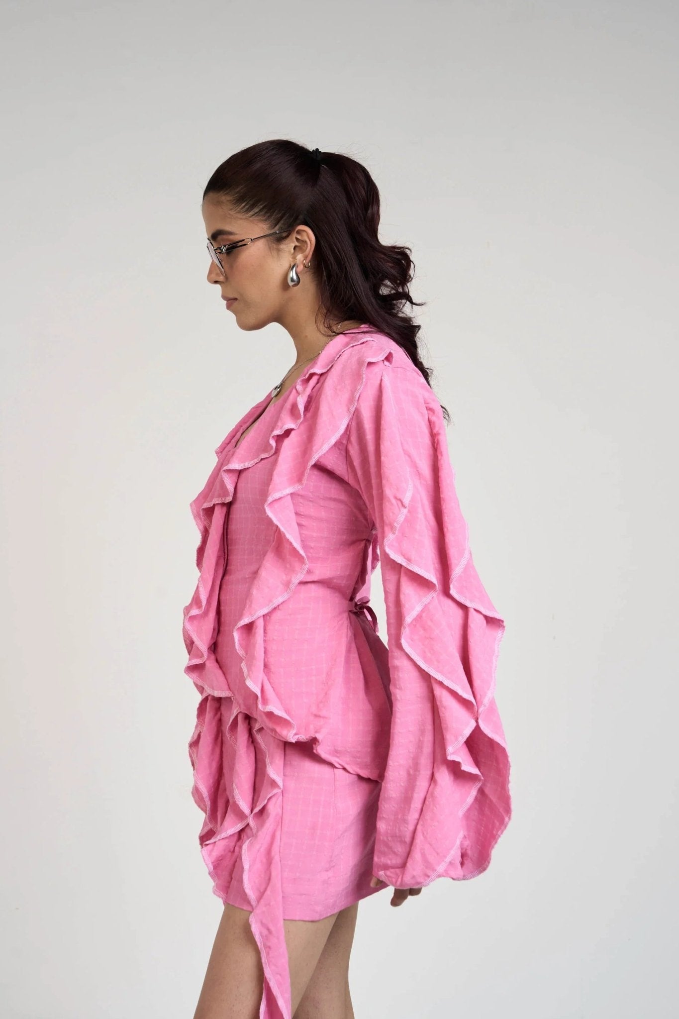 Belle Pink Ruffle Shirt & Skirt Set