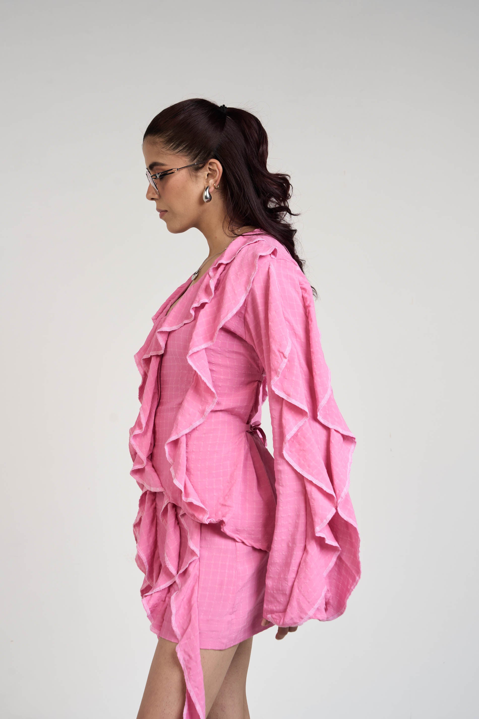Belle Pink Ruffle Shirt & Skirt Set