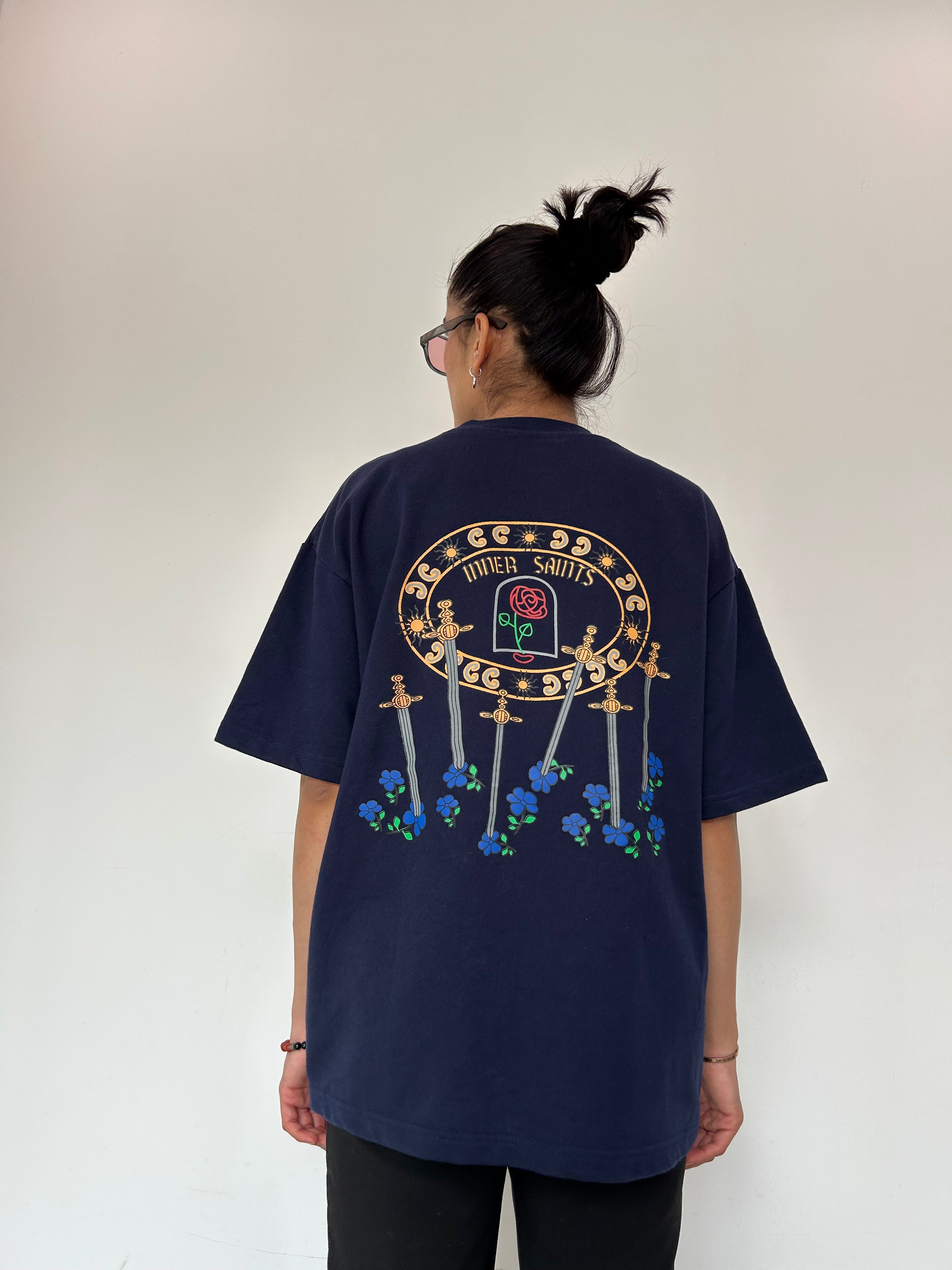 Swords & A Rose Navy Blue Oversized Tshirt