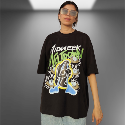 Midweek Meltdown Oversized Black T-shirt
